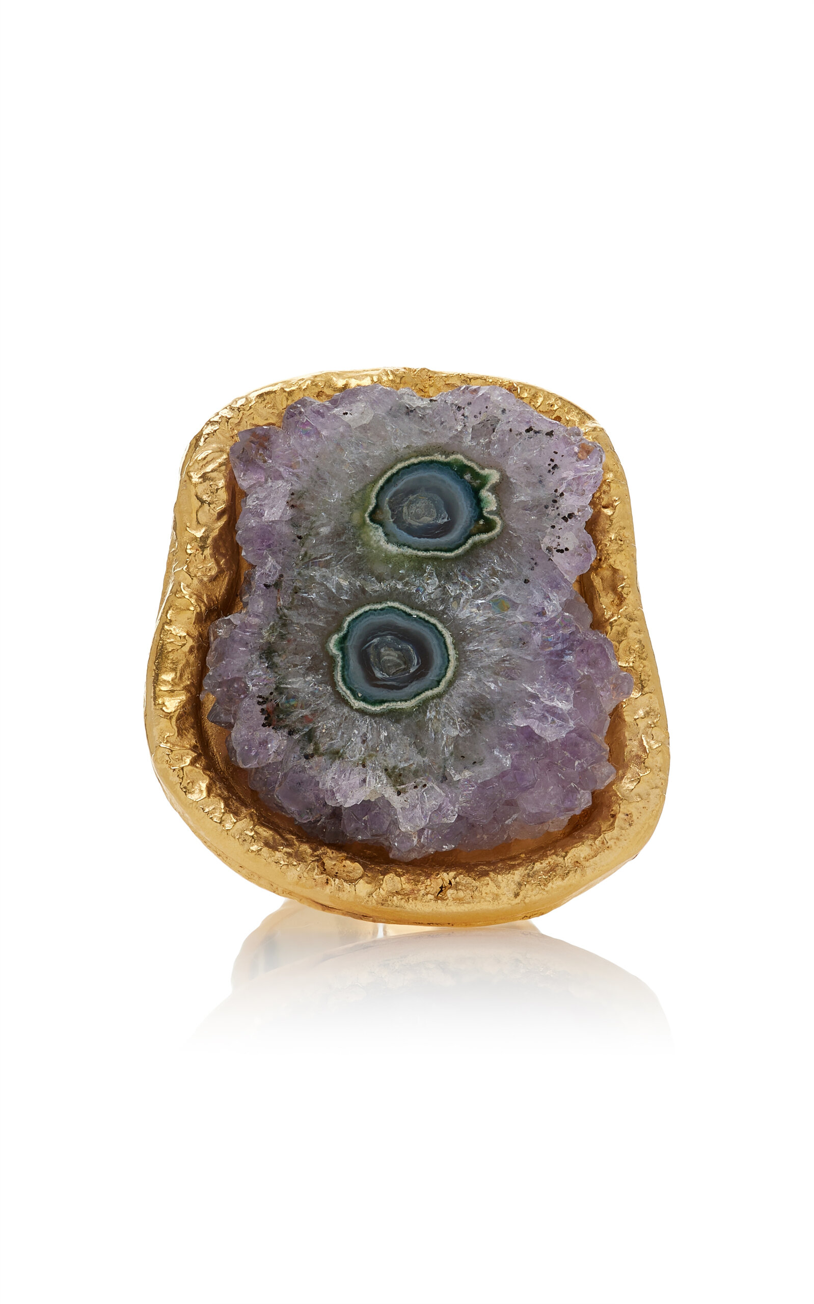 SYLVIA TOLEDANO STERLING SILVER GOLD PLATED 18K VERMEIL ONE-OF-A-KIND AMETHYST RING 