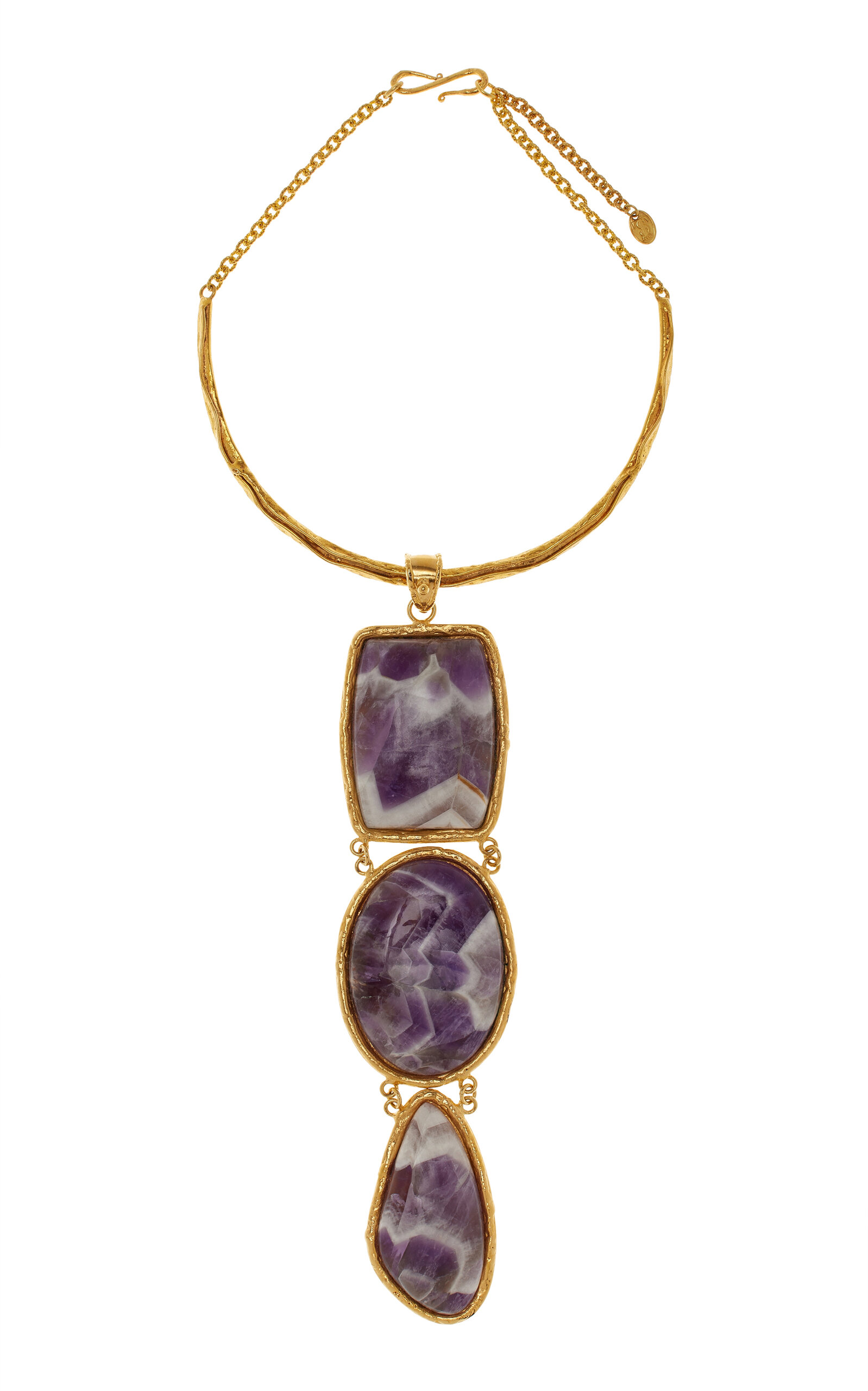 Sterling Silver Gold Plated 18k Vermeil One-of-a-Kind Amethyste Chevronnée Collar Necklace