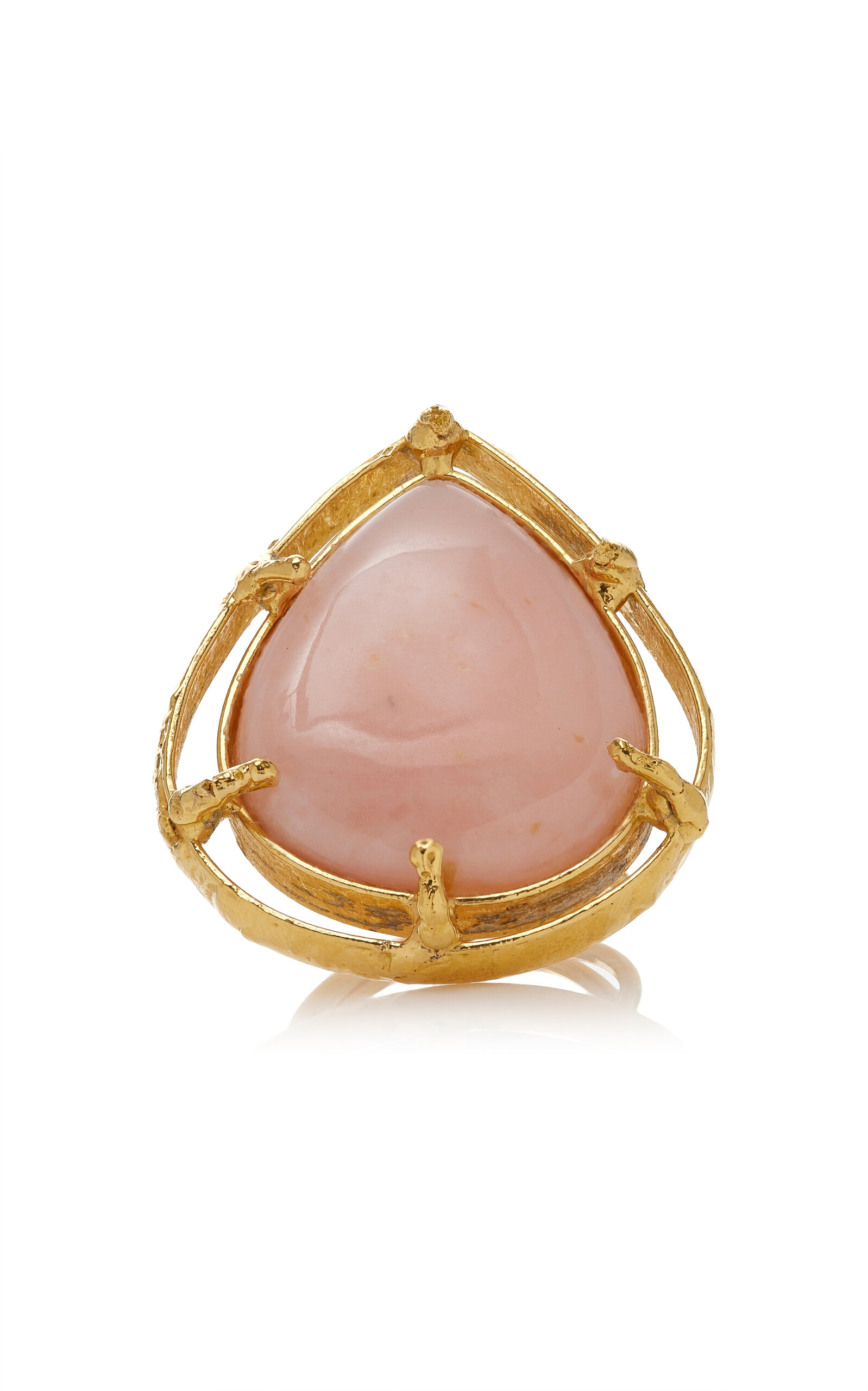 Sterling Silver Gold Plated 18k Vermeil One-of-a-Kind Pink Opal Ring