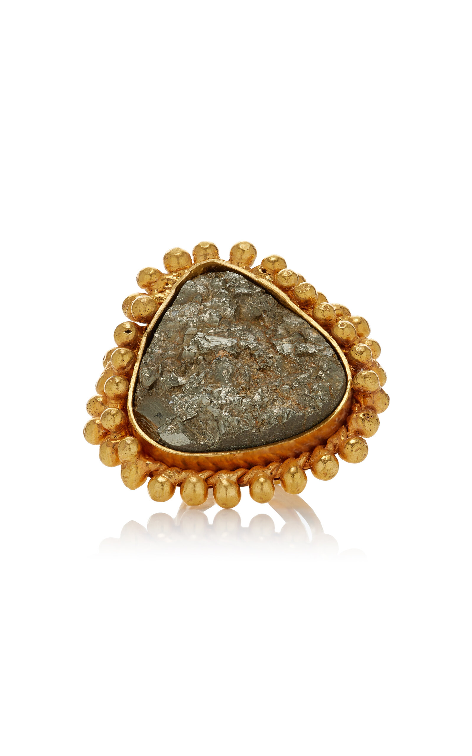 Sterling Silver Gold Plated 18k Vermeil One-of-a-Kind Pyrite Ring