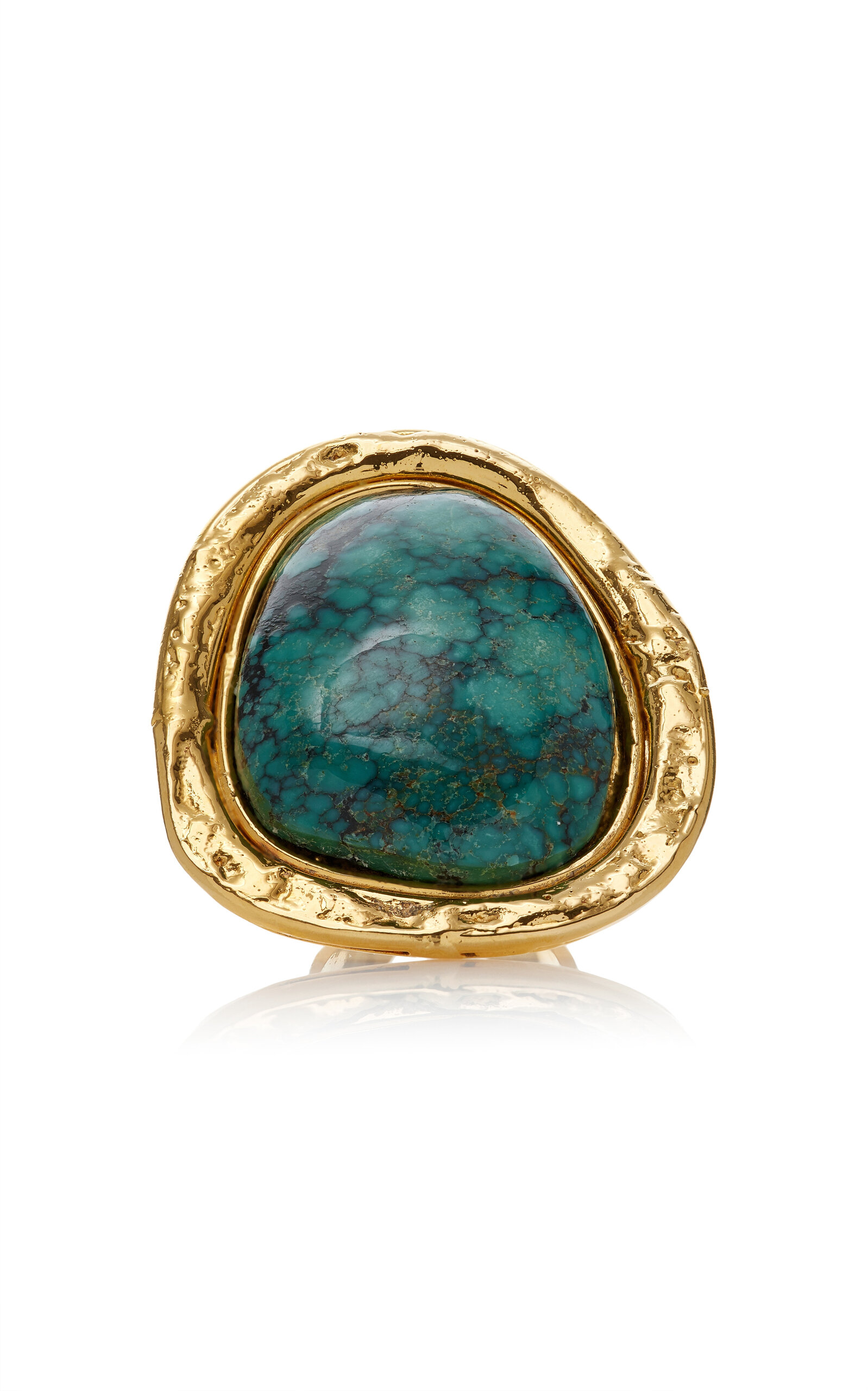 Shop Sylvia Toledano Sterling Silver Gold Plated 18k Vermeil One-of-a-kind Turquoise Ring In Green