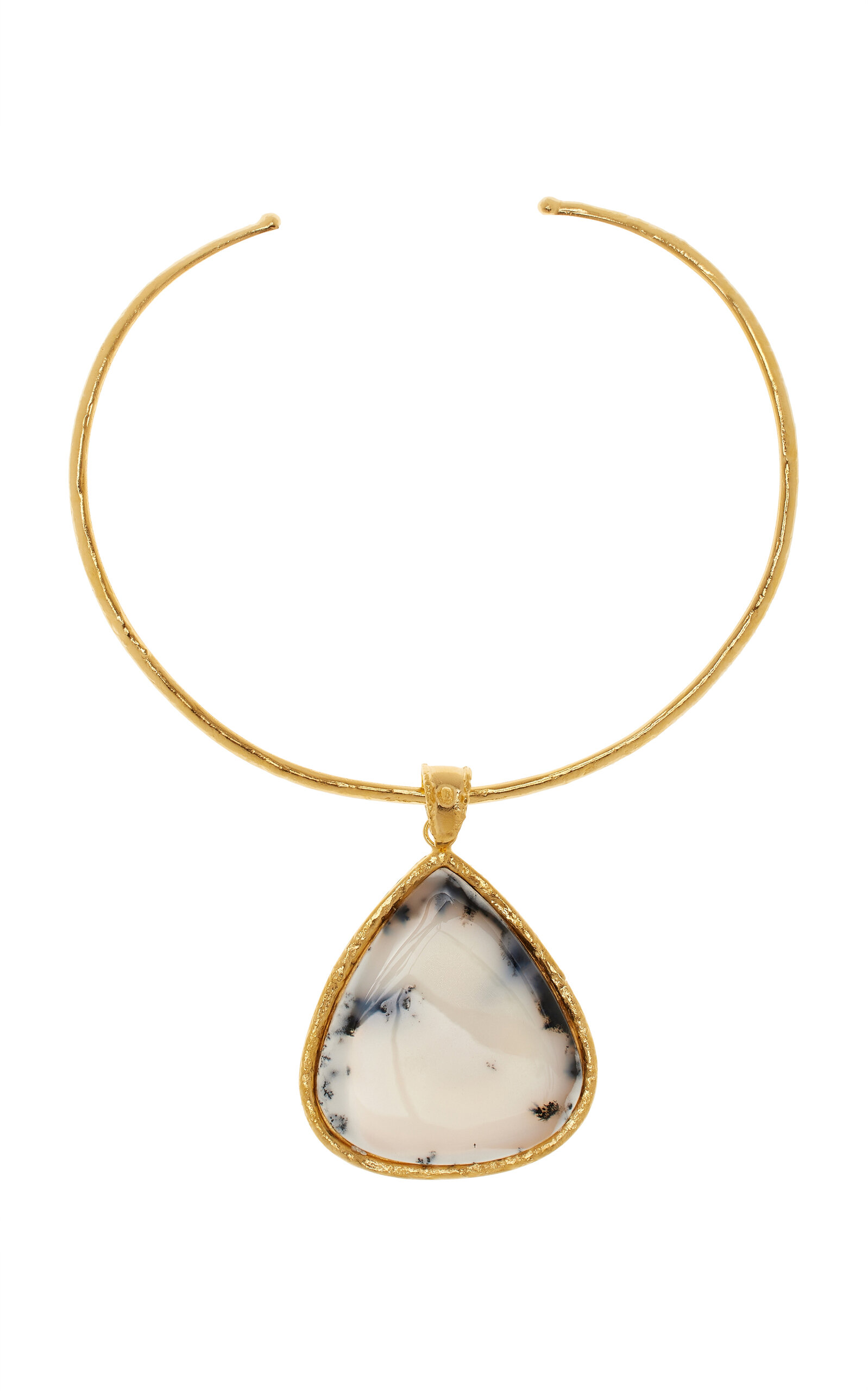 Shop Sylvia Toledano Sterling Silver Gold Plated 18k Vermeil One-of-a-kind  Agate Dendritique Collar Necklace In White