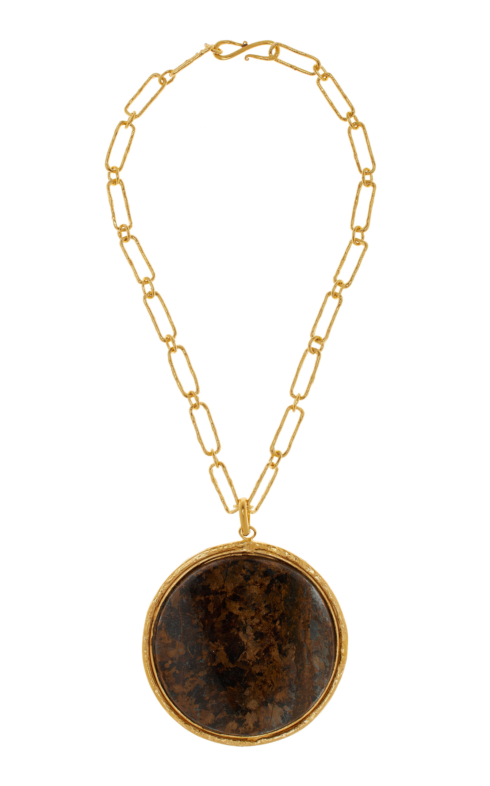 Sterling Silver Gold Plated 18k Vermeil One-of-a-Kind Bronzite Necklace