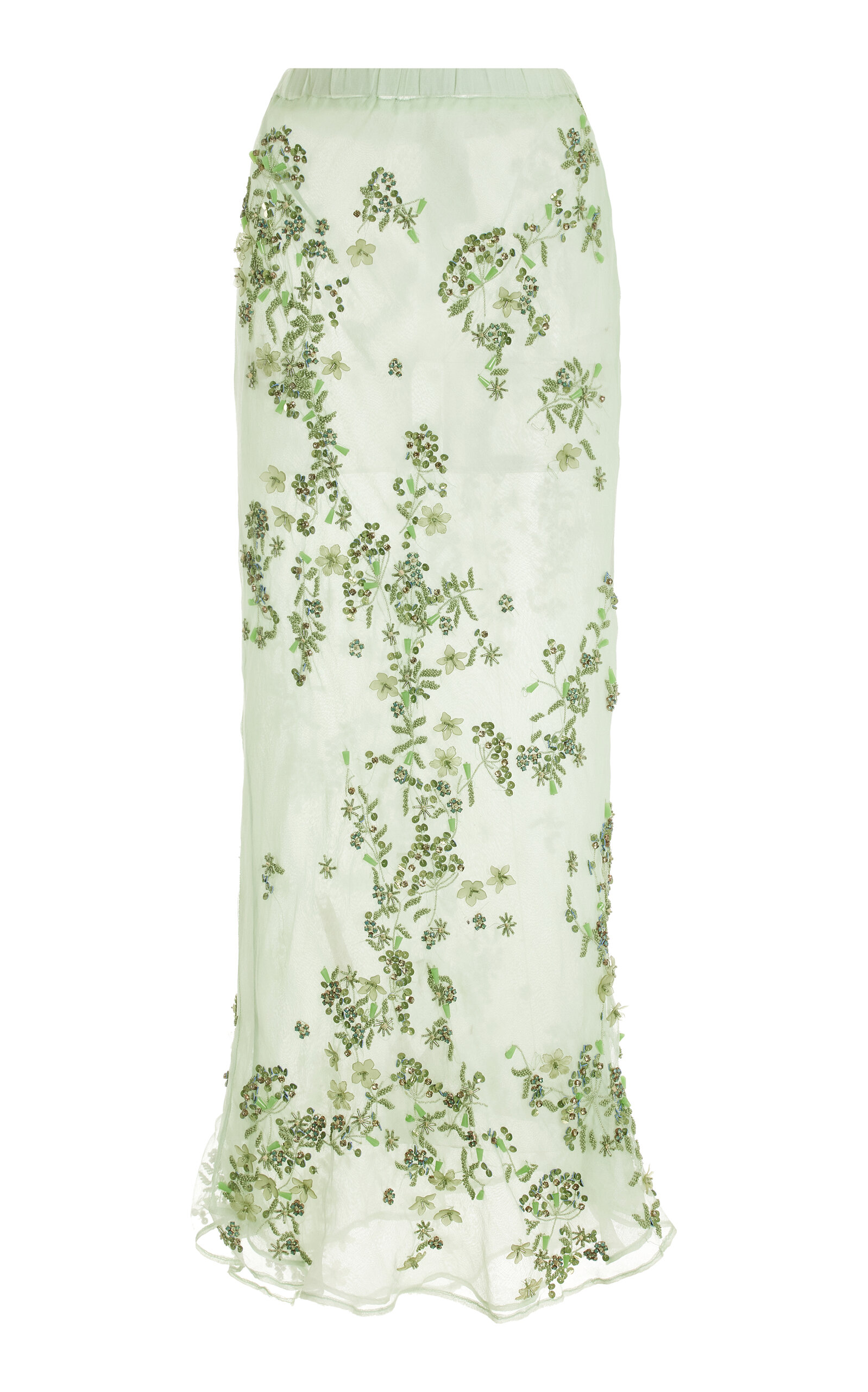 Shop Cult Gaia Sai Printed Silk Maxi Skirt In Green