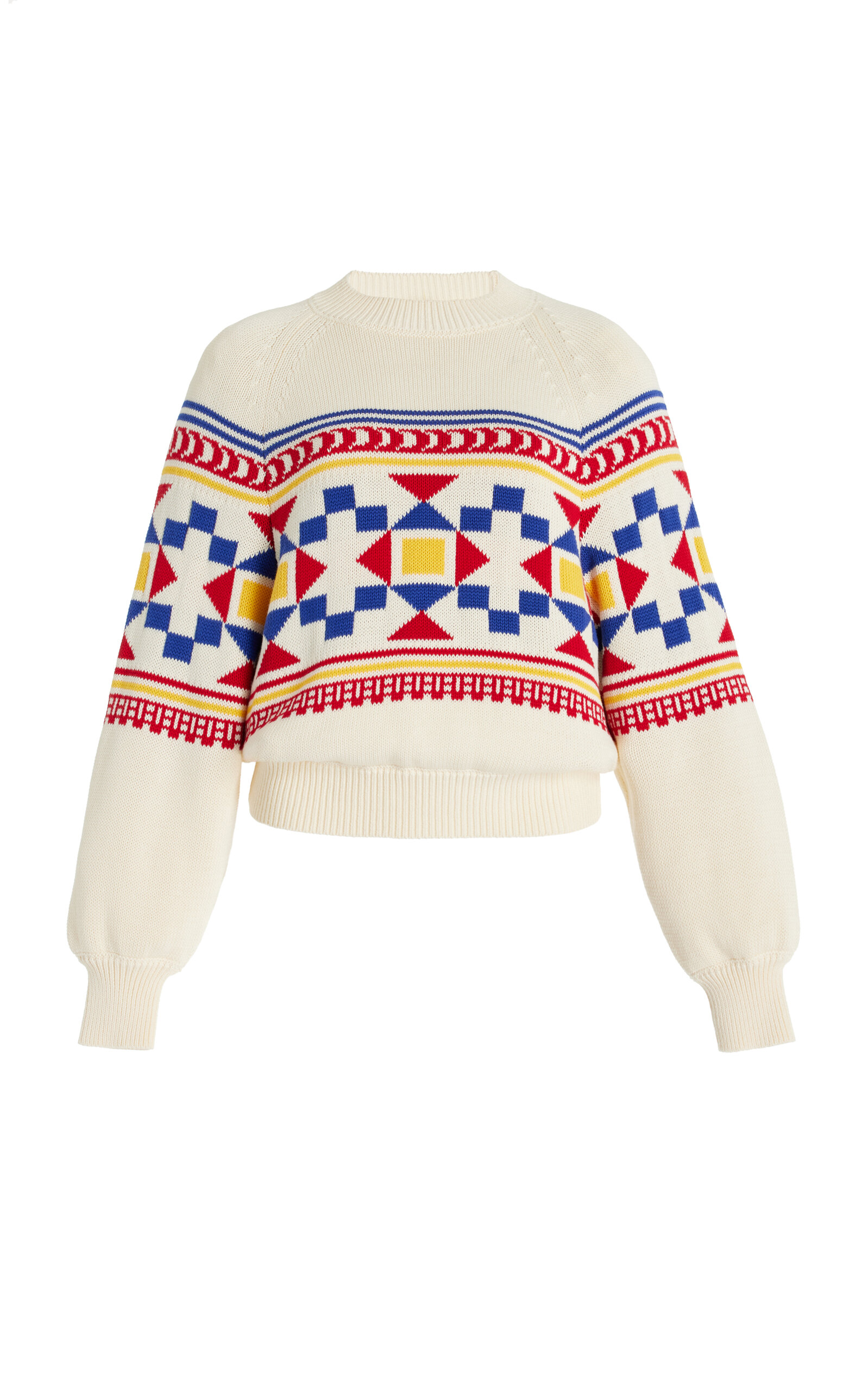 Lara Fair Isle Knit Cotton Sweater