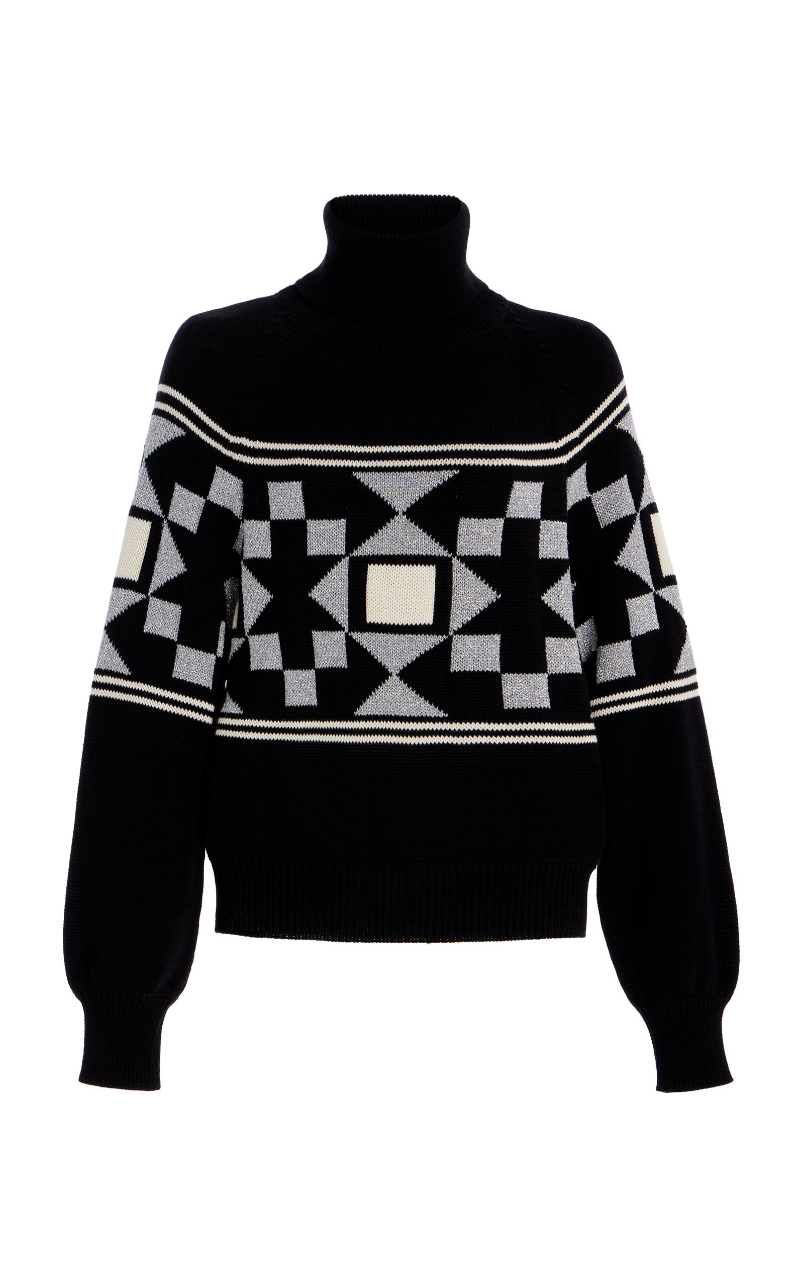 Lara Fair Isle Cotton-Blend Turtleneck Sweater