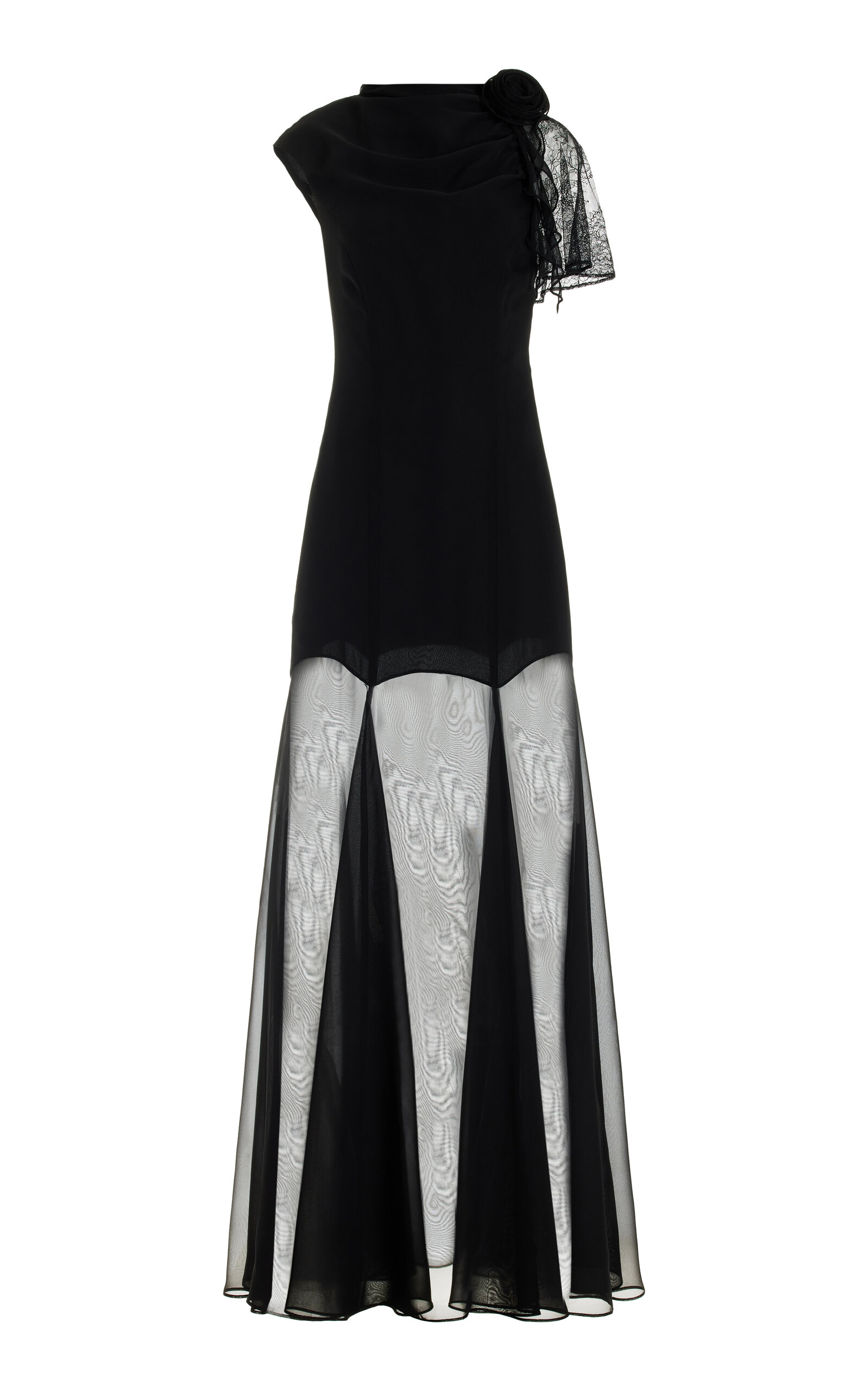 Shop De La Vali Zila Chiffon Maxi Dress In Black