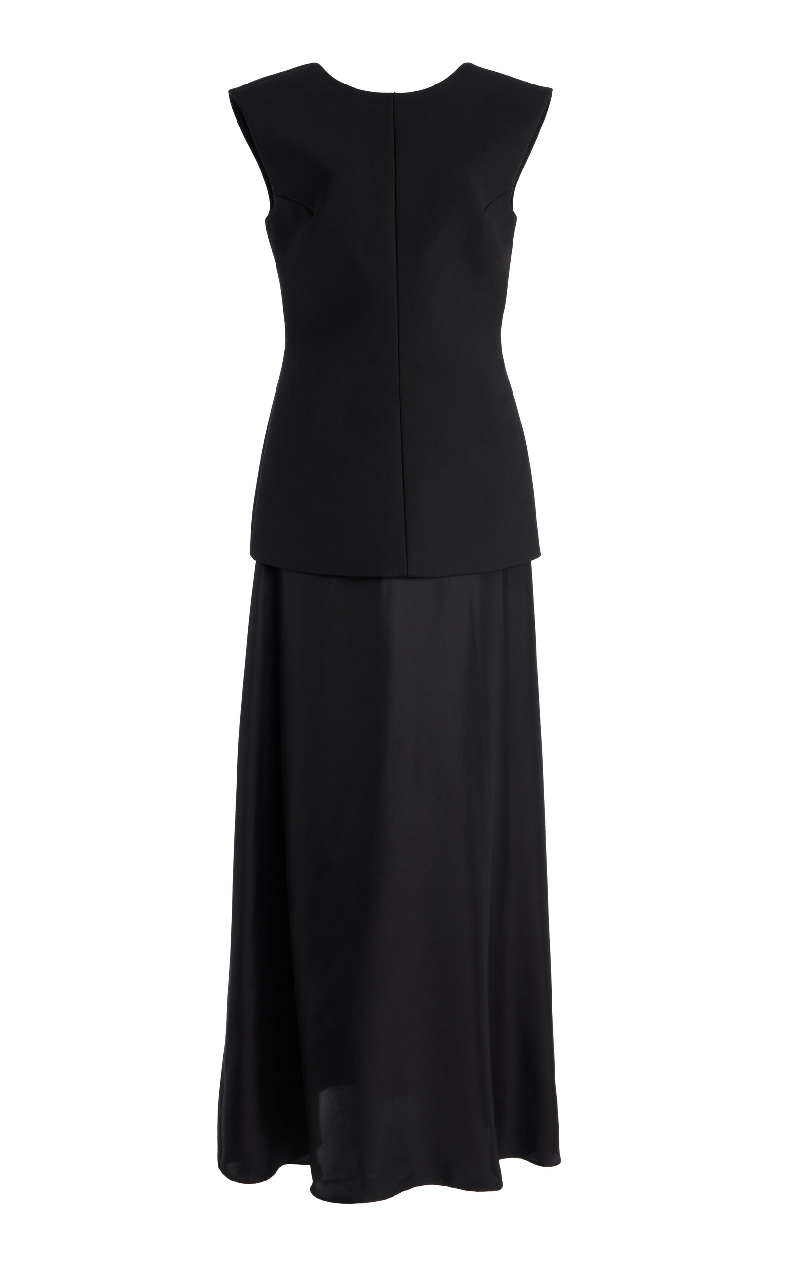 Róhe Silk-Skirt Open-Back Wool-Blend Maxi Dress