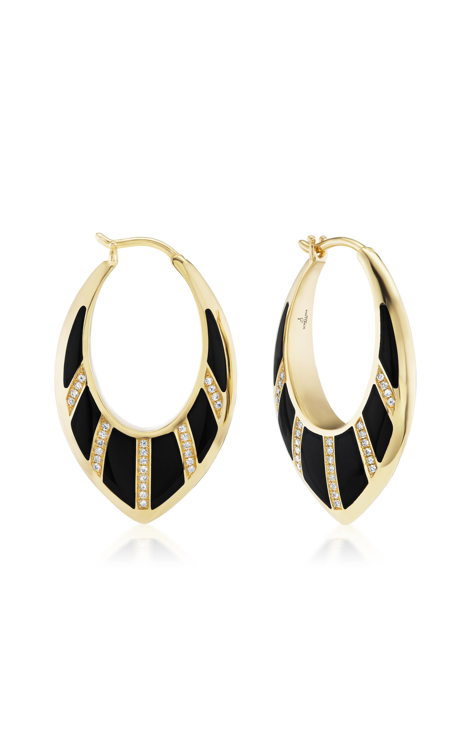 Stardust Inlay Hoop 18K Yellow Gold Diamond Earrings