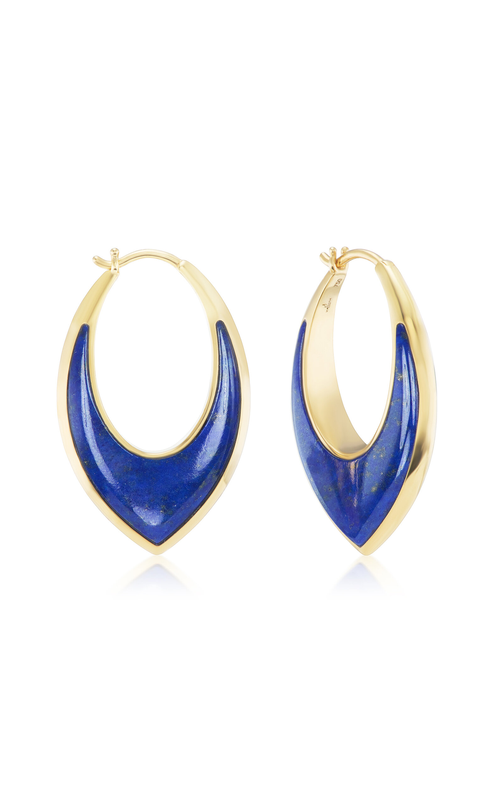 Stardust Inlay 18K Yellow Gold Lapis Hoop Earrings