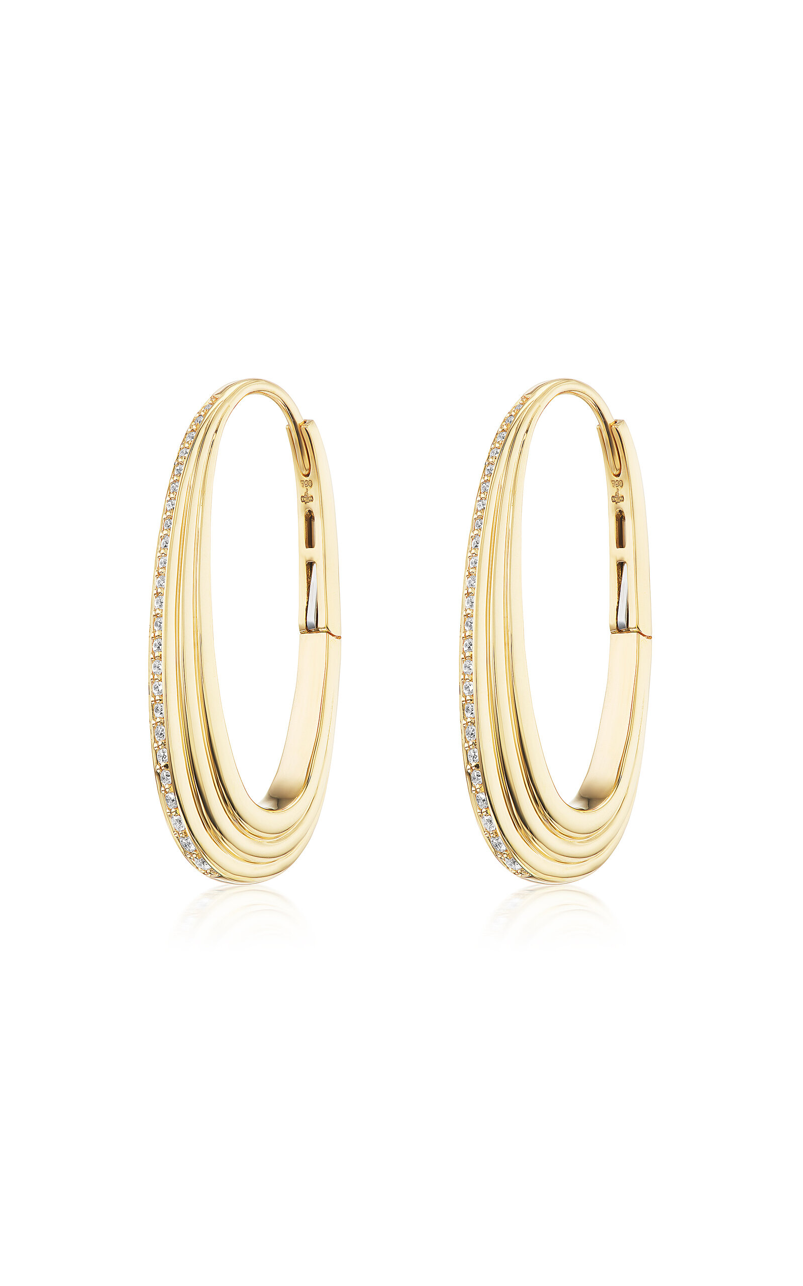 Sorellina Medium Ziggy 18k Yellow Gold Diamond Hoop Earrings