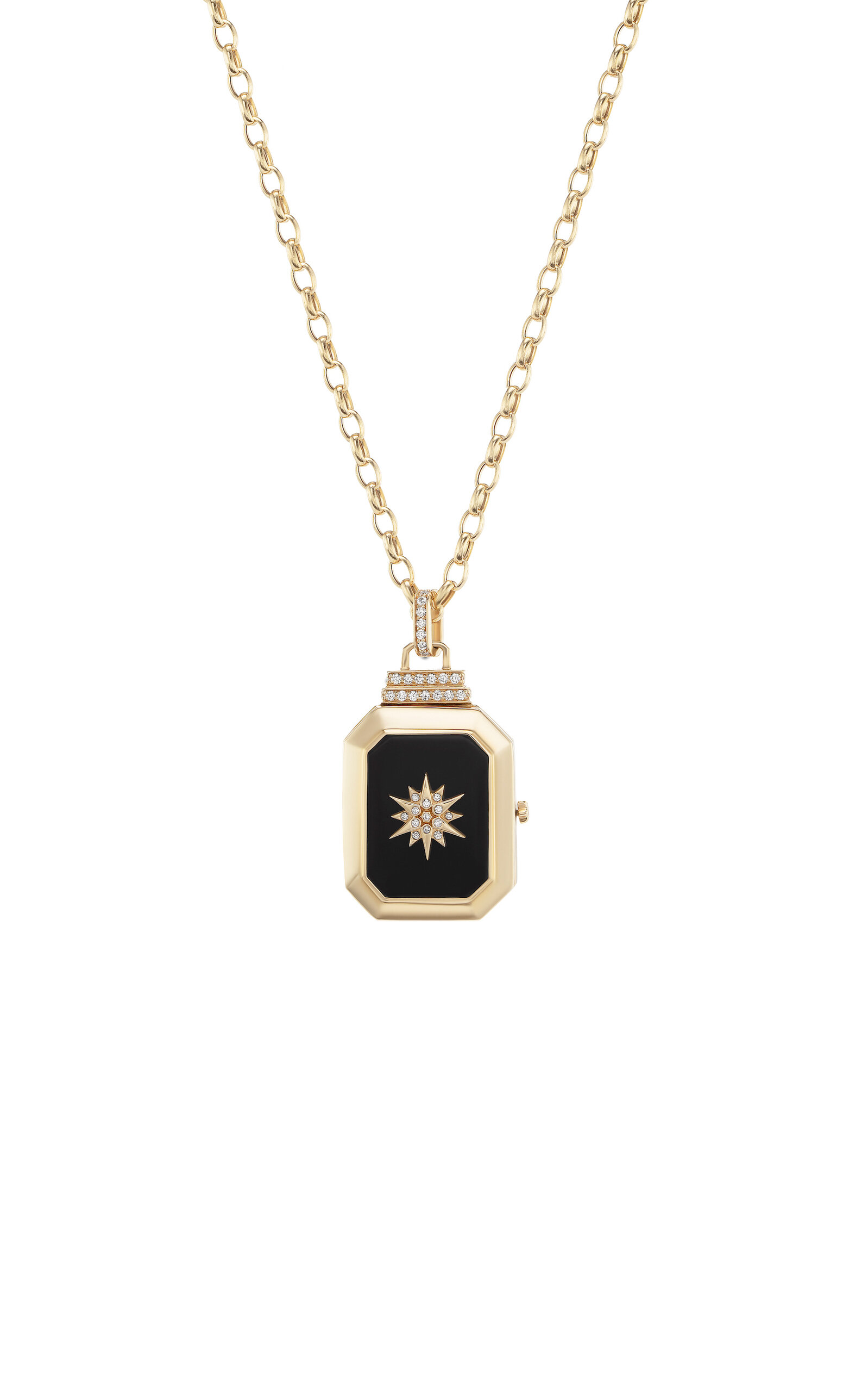 Sorellina Amuleti Push Button 18k Yellow Gold Diamond Necklace In Black