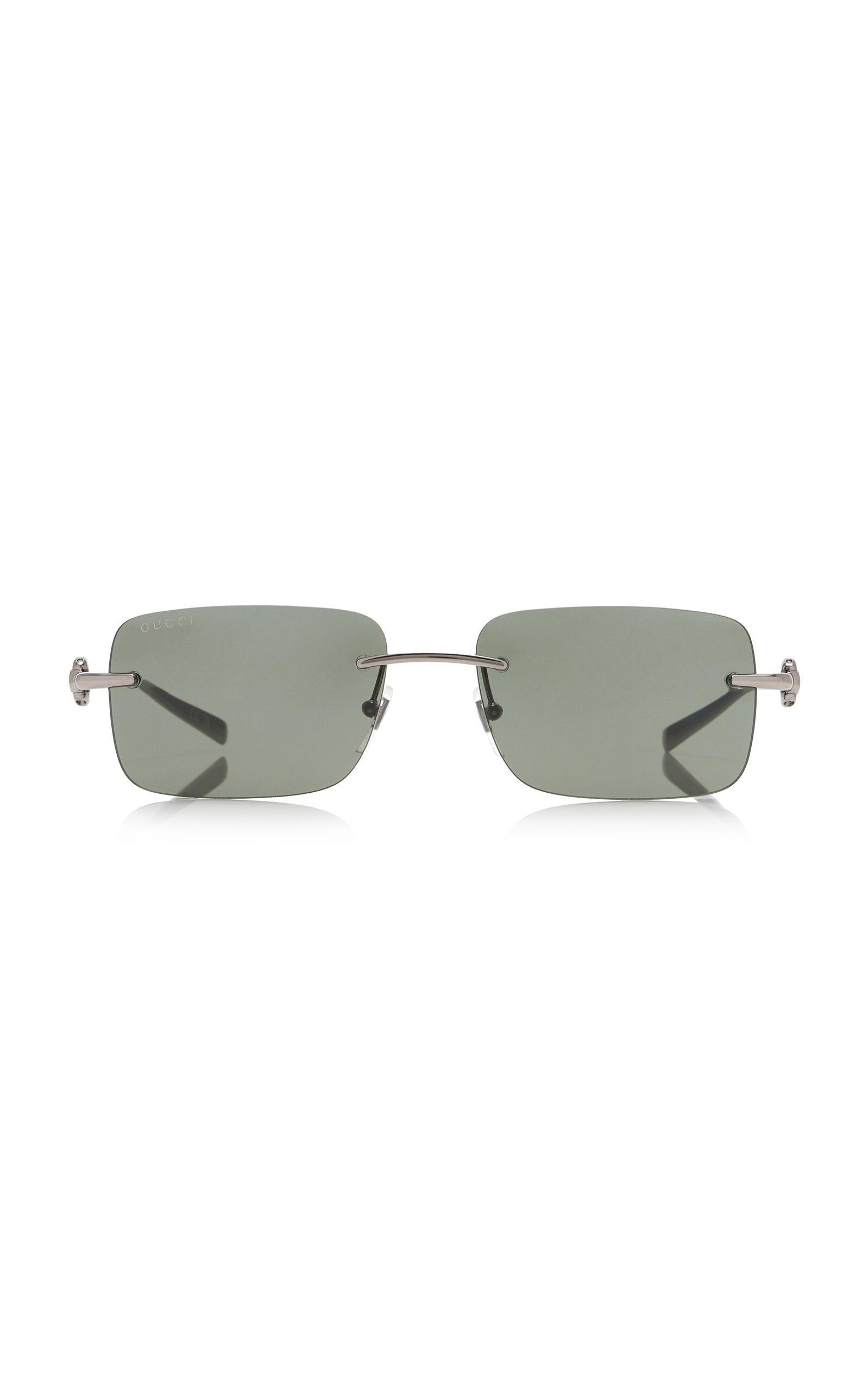 Rectangular-Frame Metal Sunglasses