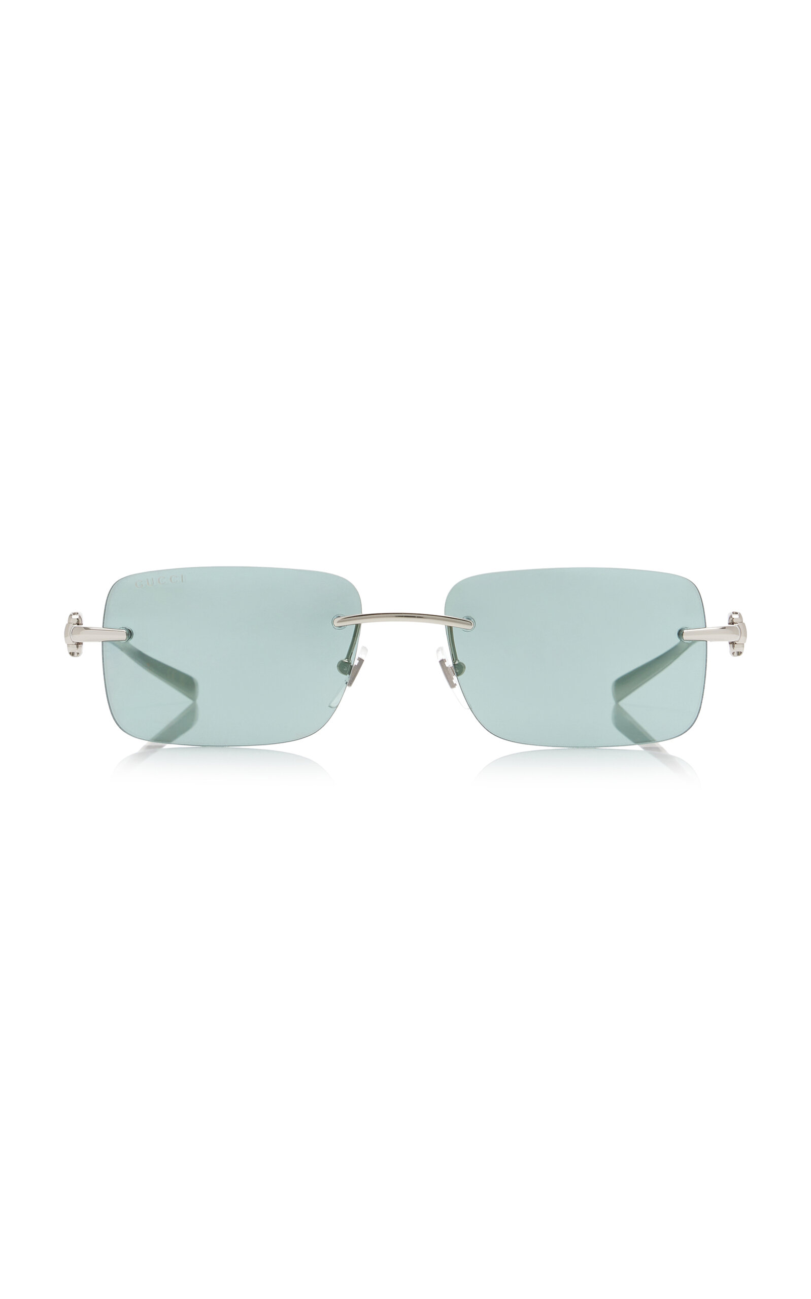 Rectangular-Frame Metal Sunglasses