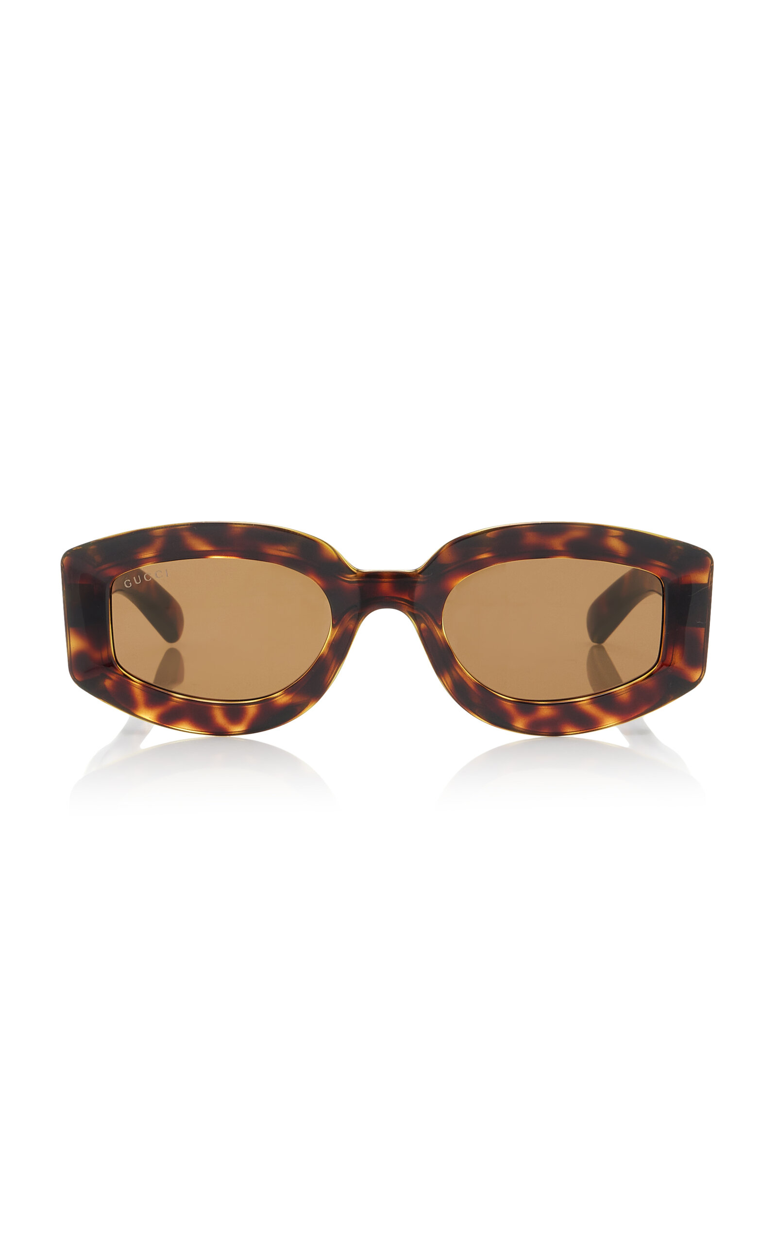 Shop Gucci Sunset Boulevard Geometric-frame Acetate Sunglasses In Brown