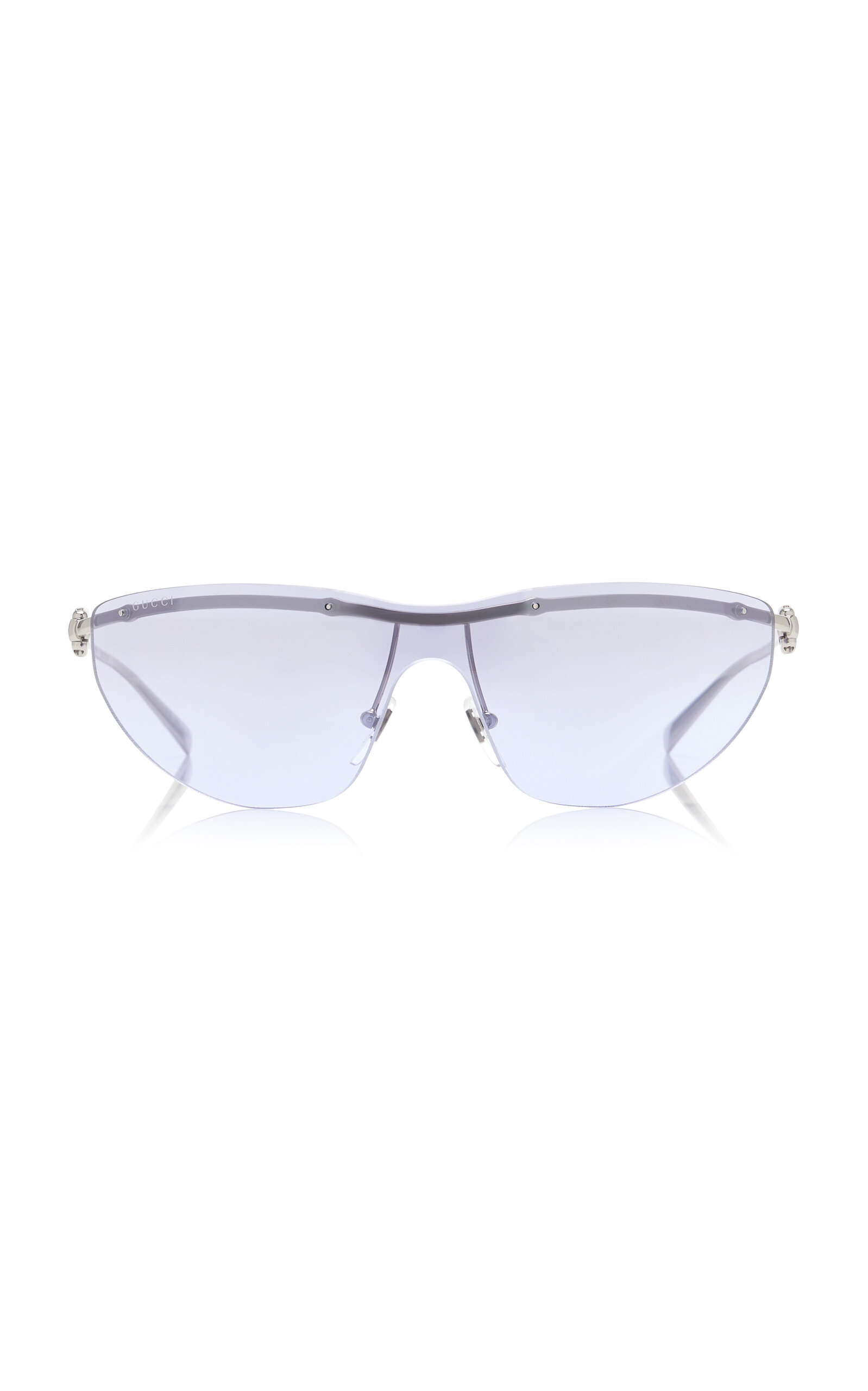 Shop Gucci Mask-frame Metal Sunglasses In Purple