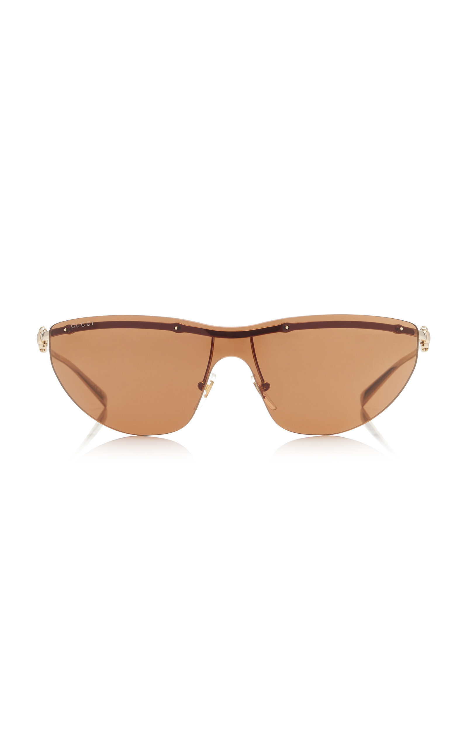 Gucci Mask-frame Metal Sunglasses In Brown