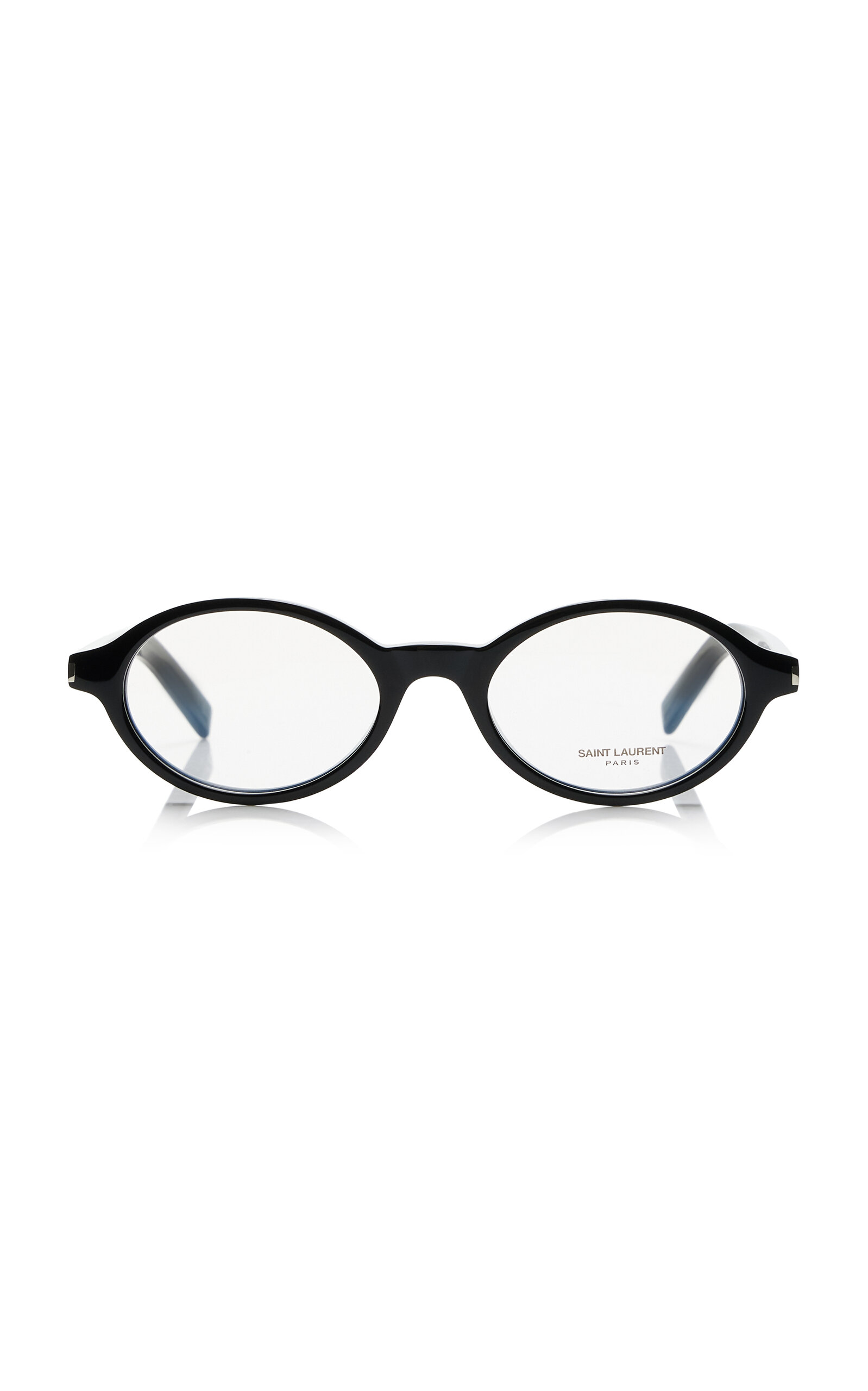 Shop Saint Laurent Jeanne Oval-framed Acetate Glasses In Black