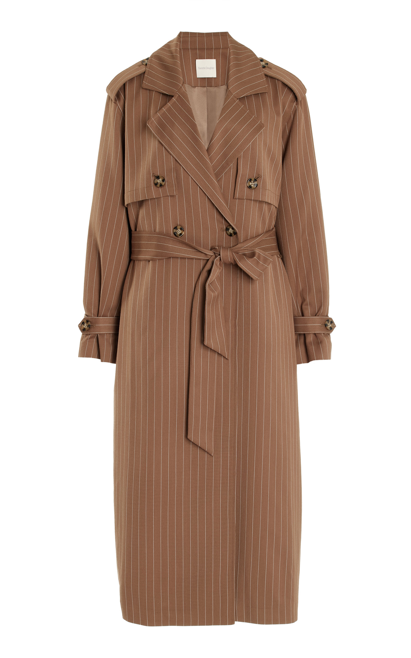 Shop Favorite Daughter Exclusive Charles Pinstripe Trench Coat In Brown