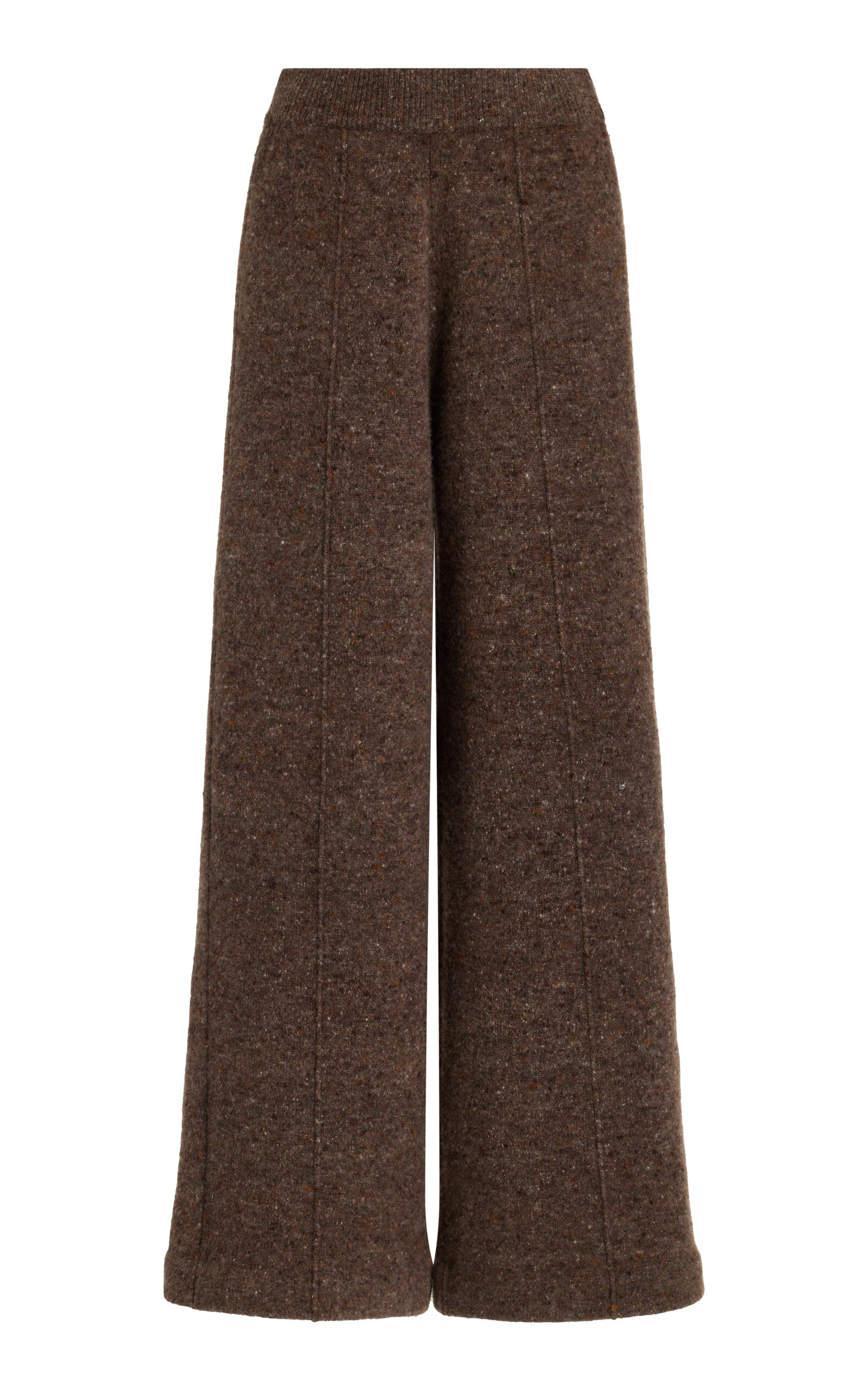 Shop Co Knit Wool-cashmere Wide-leg Pants In Brown