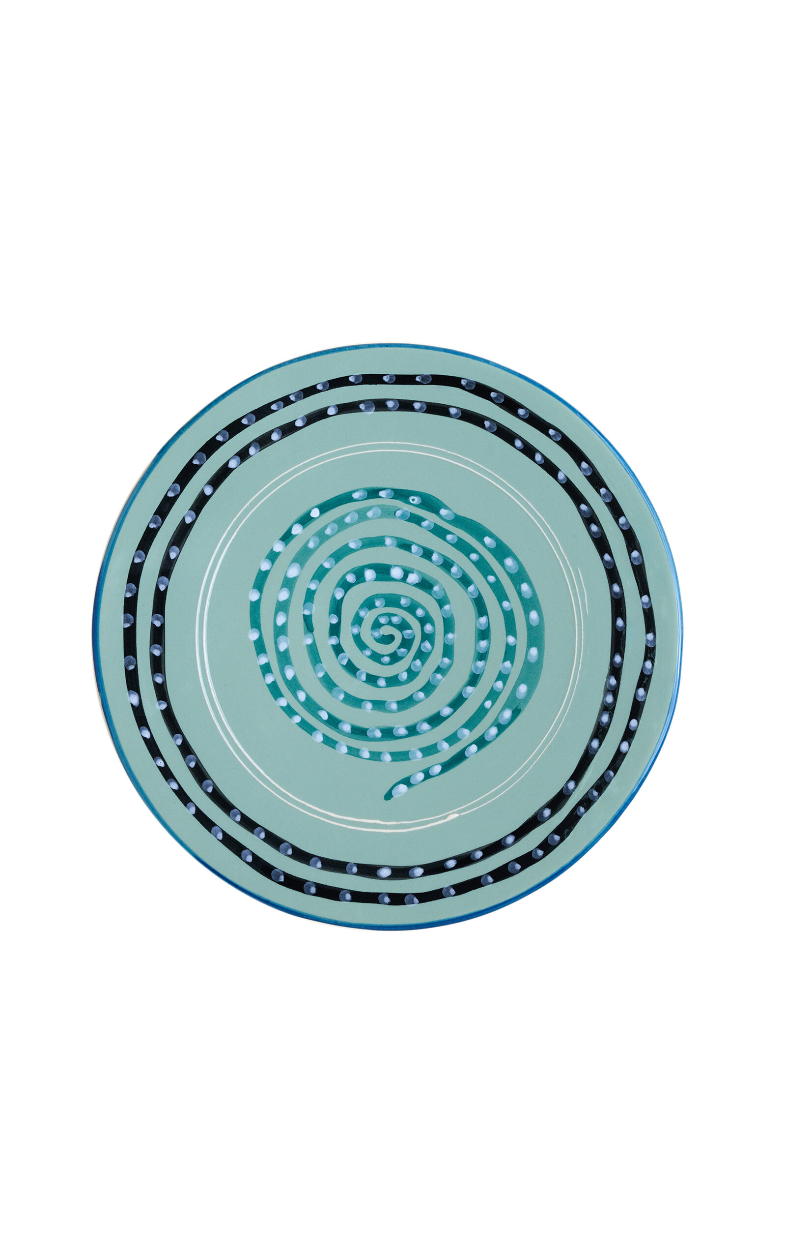 Shop Tressé X Cafe Leandra; Hand Painted  Dinner Plate In Green