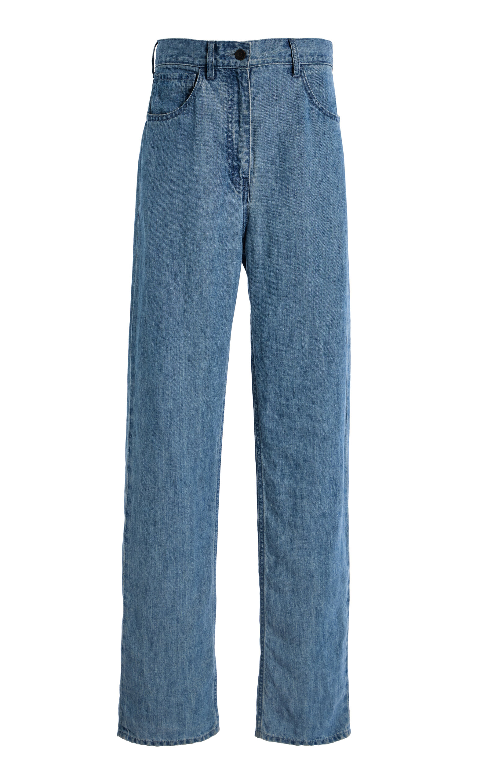 Tarley Linen-Denim Straight-Leg Jeans