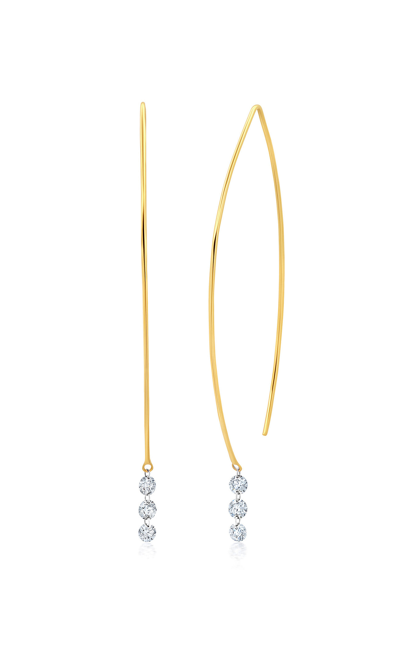 18k Yellow Gold Floating Diamond Earrings