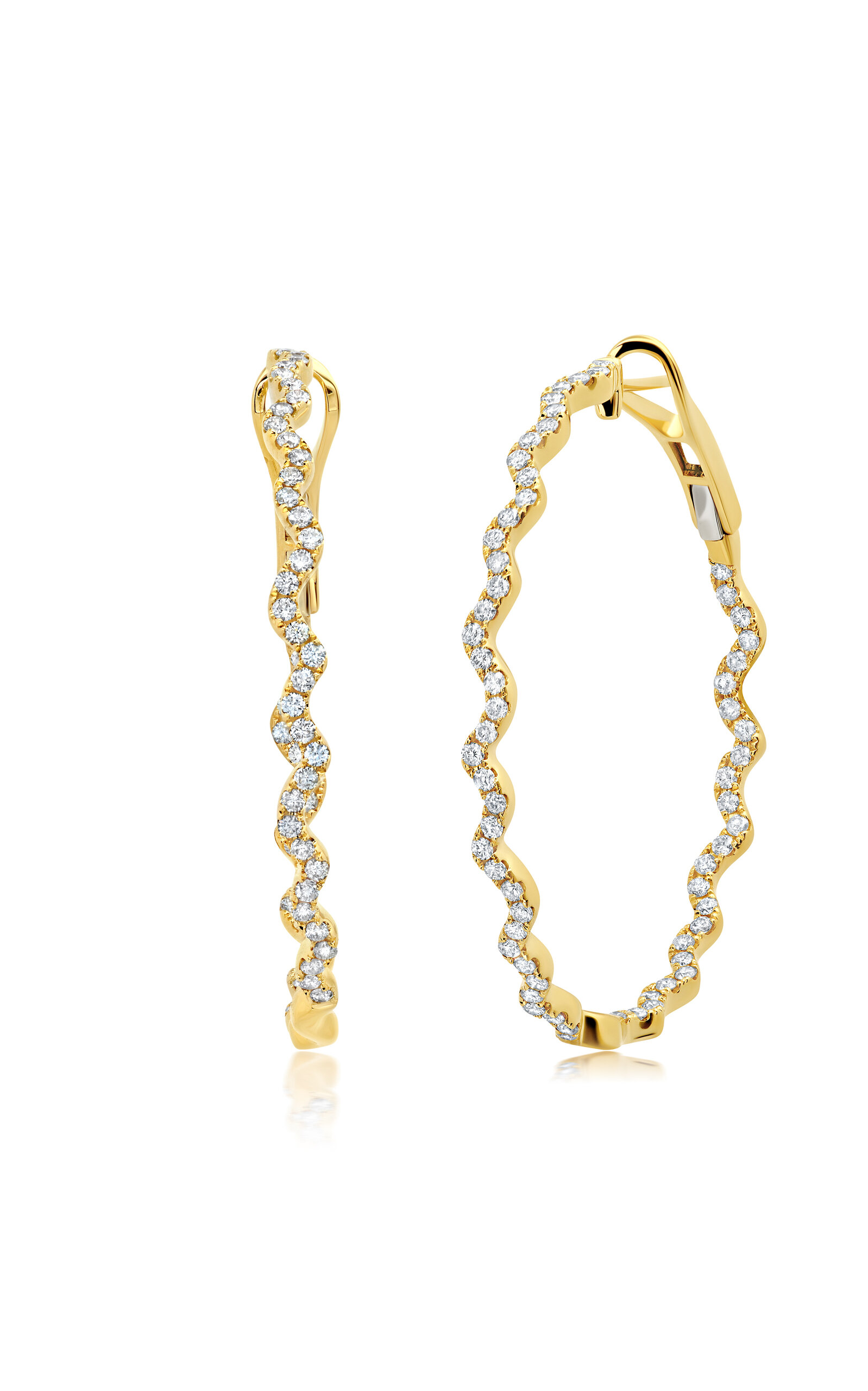 18k Yellow Gold Rio Diamond Inside Outside Hoop Earrings