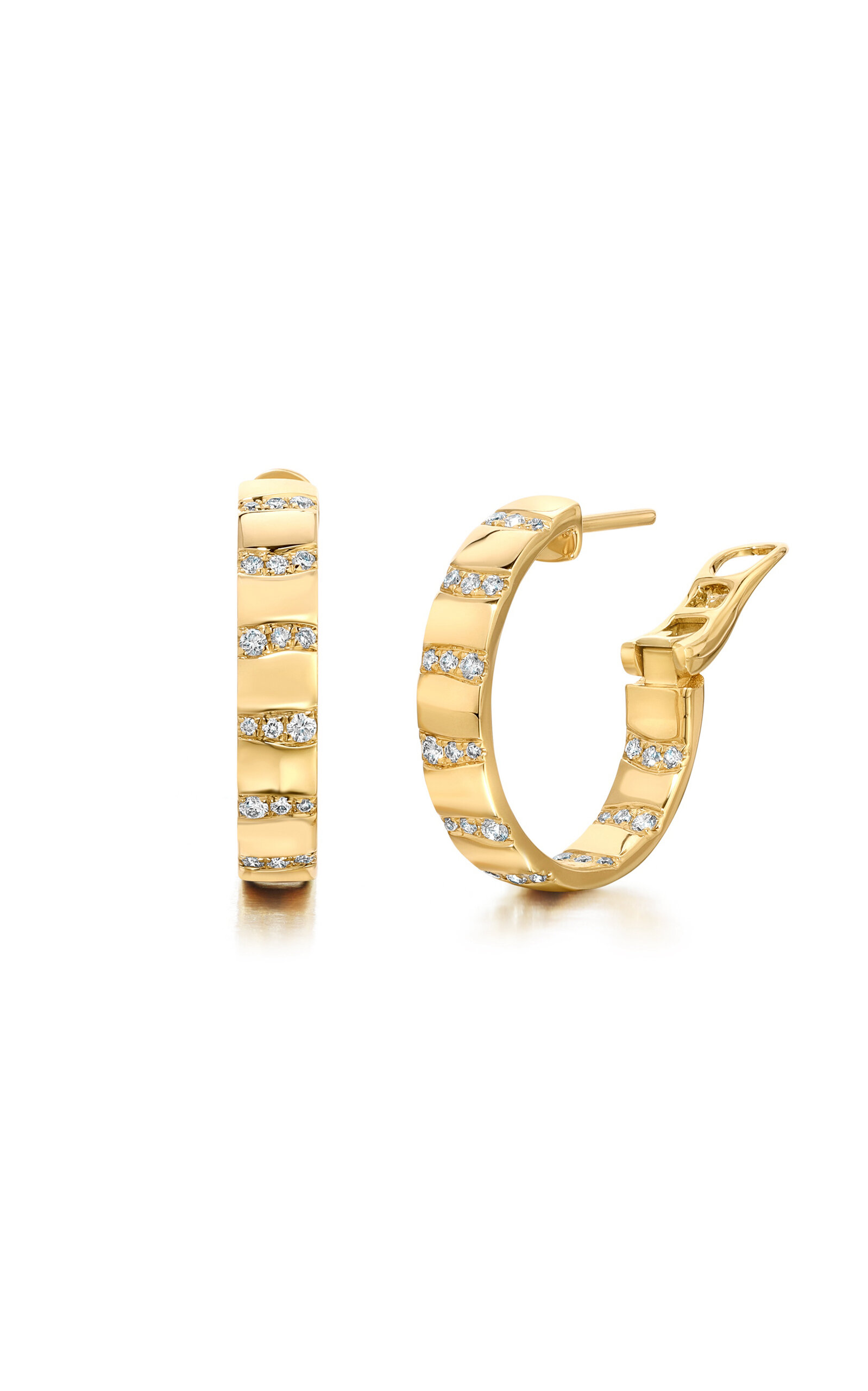 18k Yellow Gold Alma Dos Rios Diamond Hoop Earrings