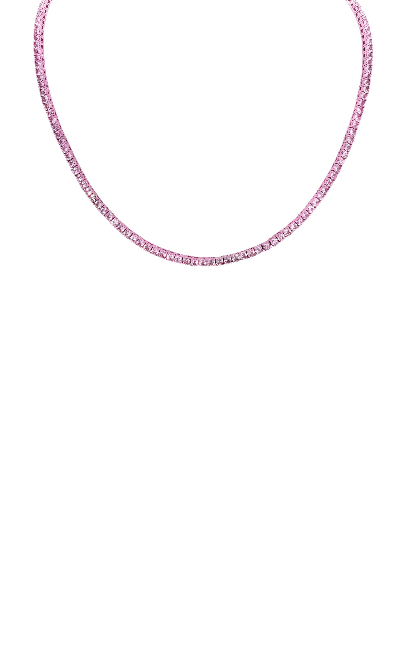 18k White Gold with Pink Rhodium Pink Sapphire & Pink Rhodium Tennis Necklace
