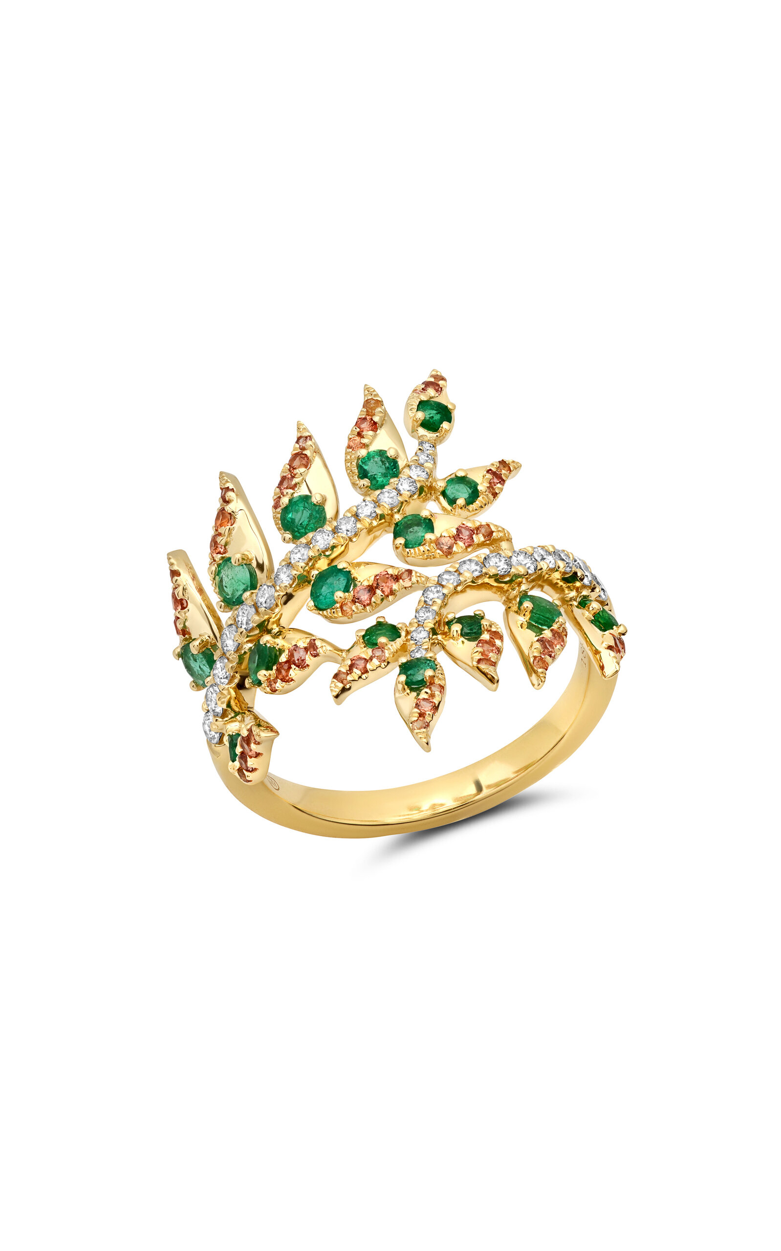 18k Yellow Gold Árvore Emerald Bypass Ring