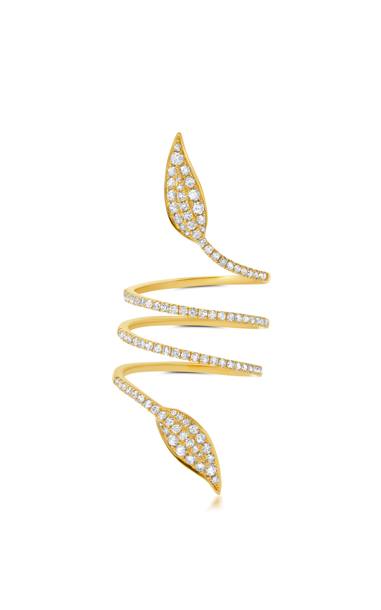 18k Yellow Gold Diamond Folha Coil Ring