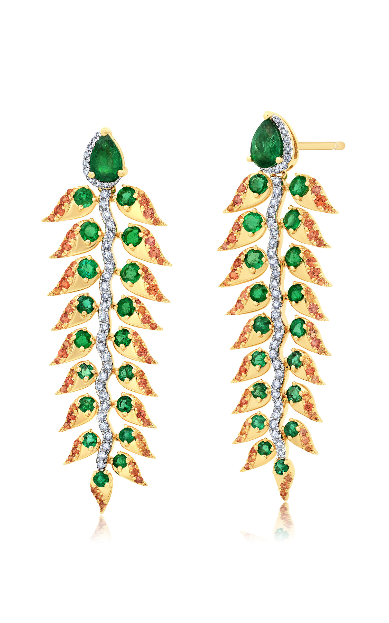 18k Yellow Gold Árvore Emerald Drop Earrings