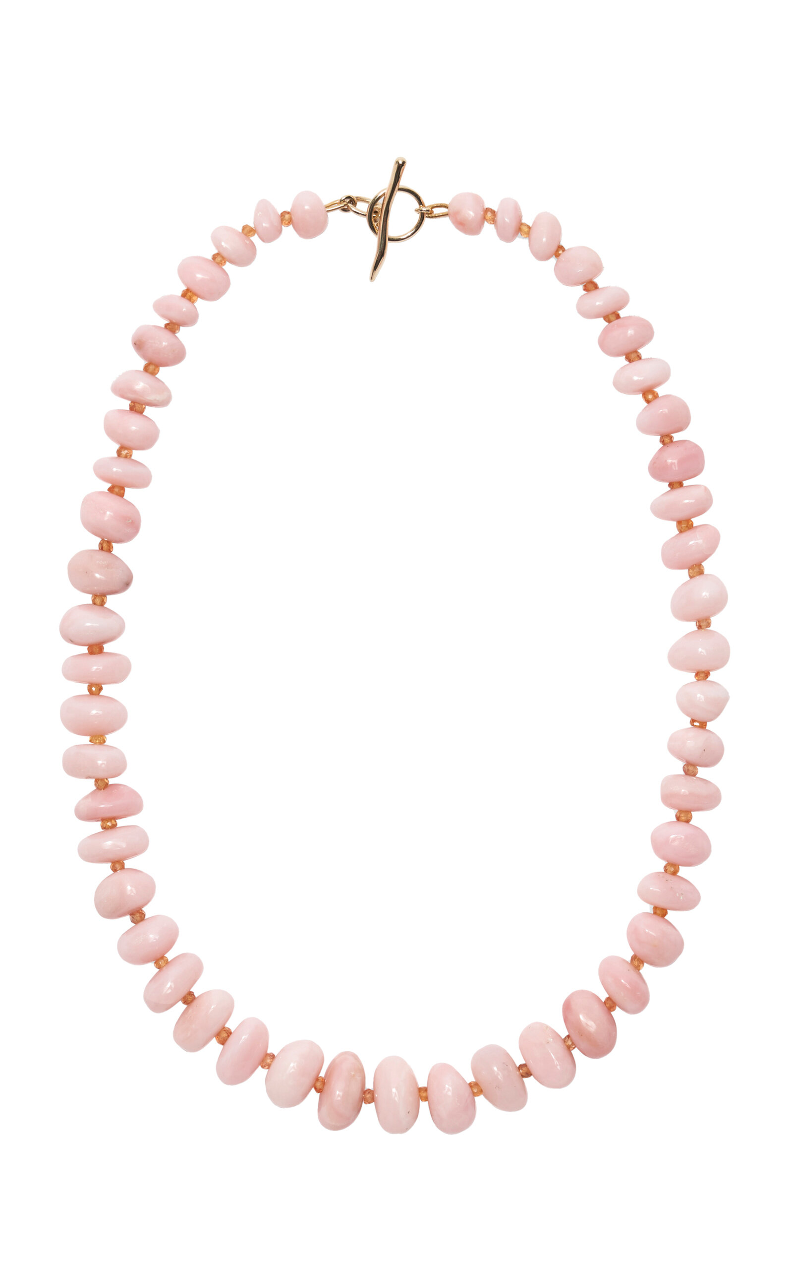 Exclusive Pink Opal and Yellow Sapphire 14k Gold Necklace