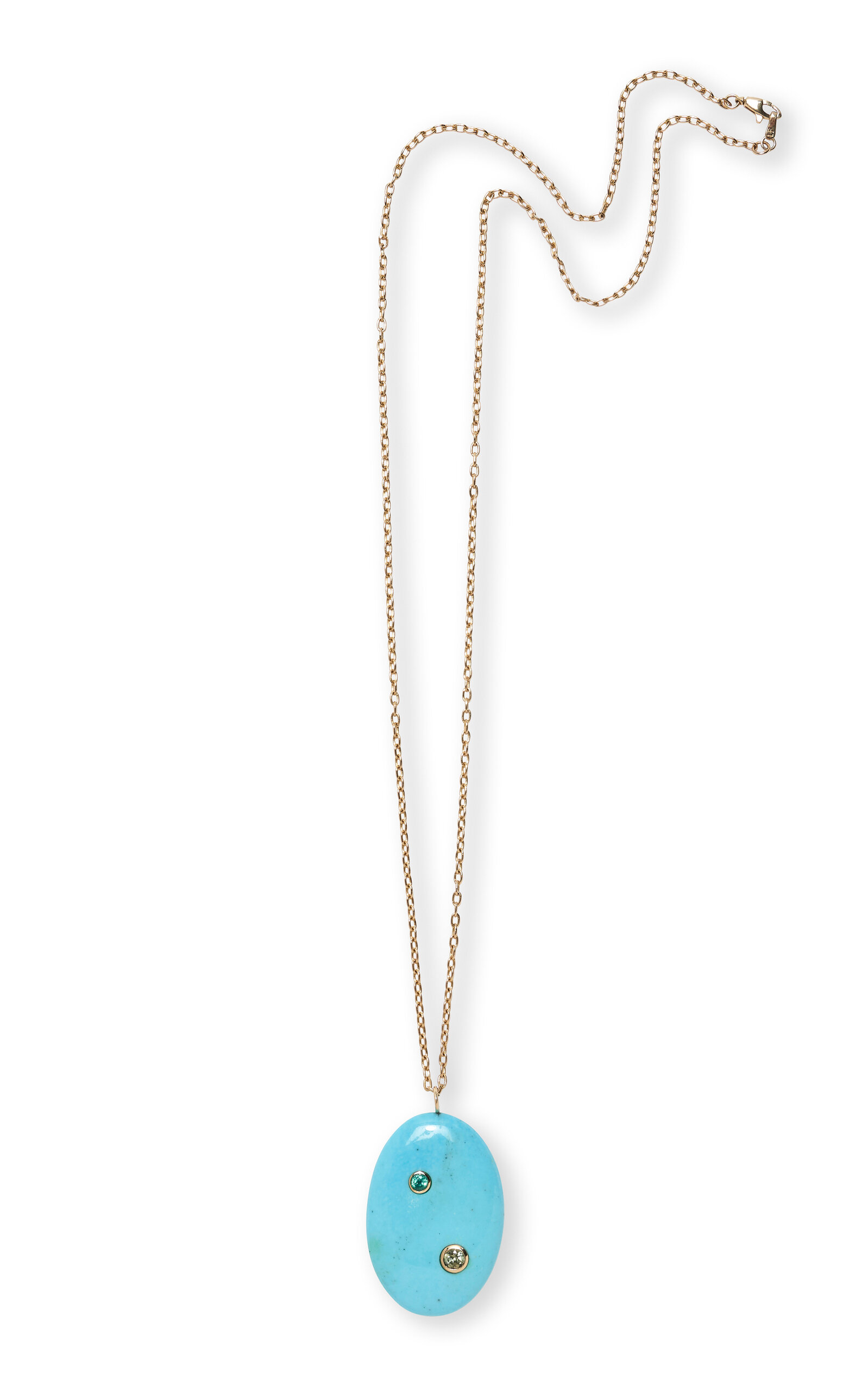 Exclusive Sleeping Beauty Turquoise and 14k Gold Pendant Necklace