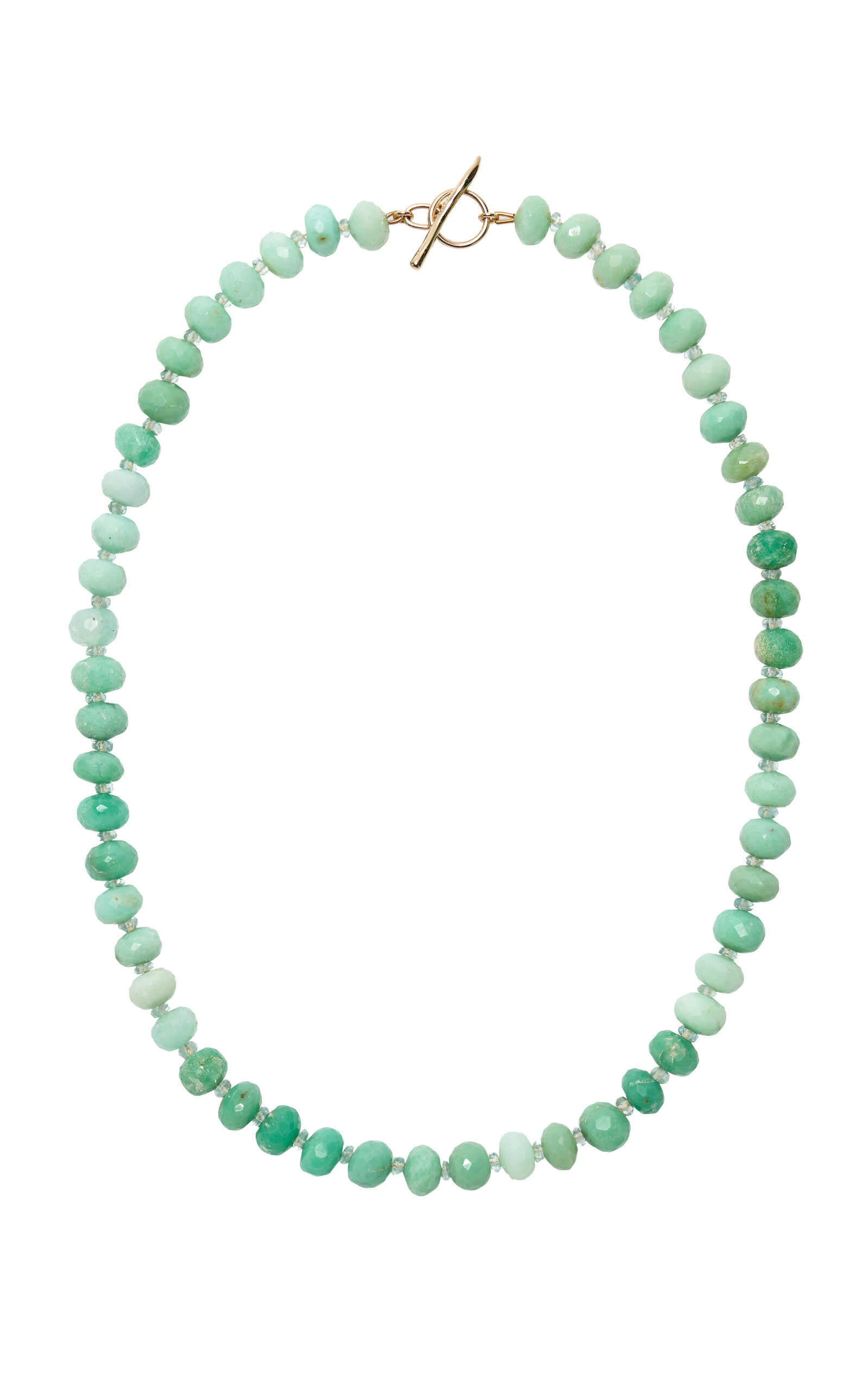 Exclusive Chrysoprase and Aquamarine 14k Gold Necklace