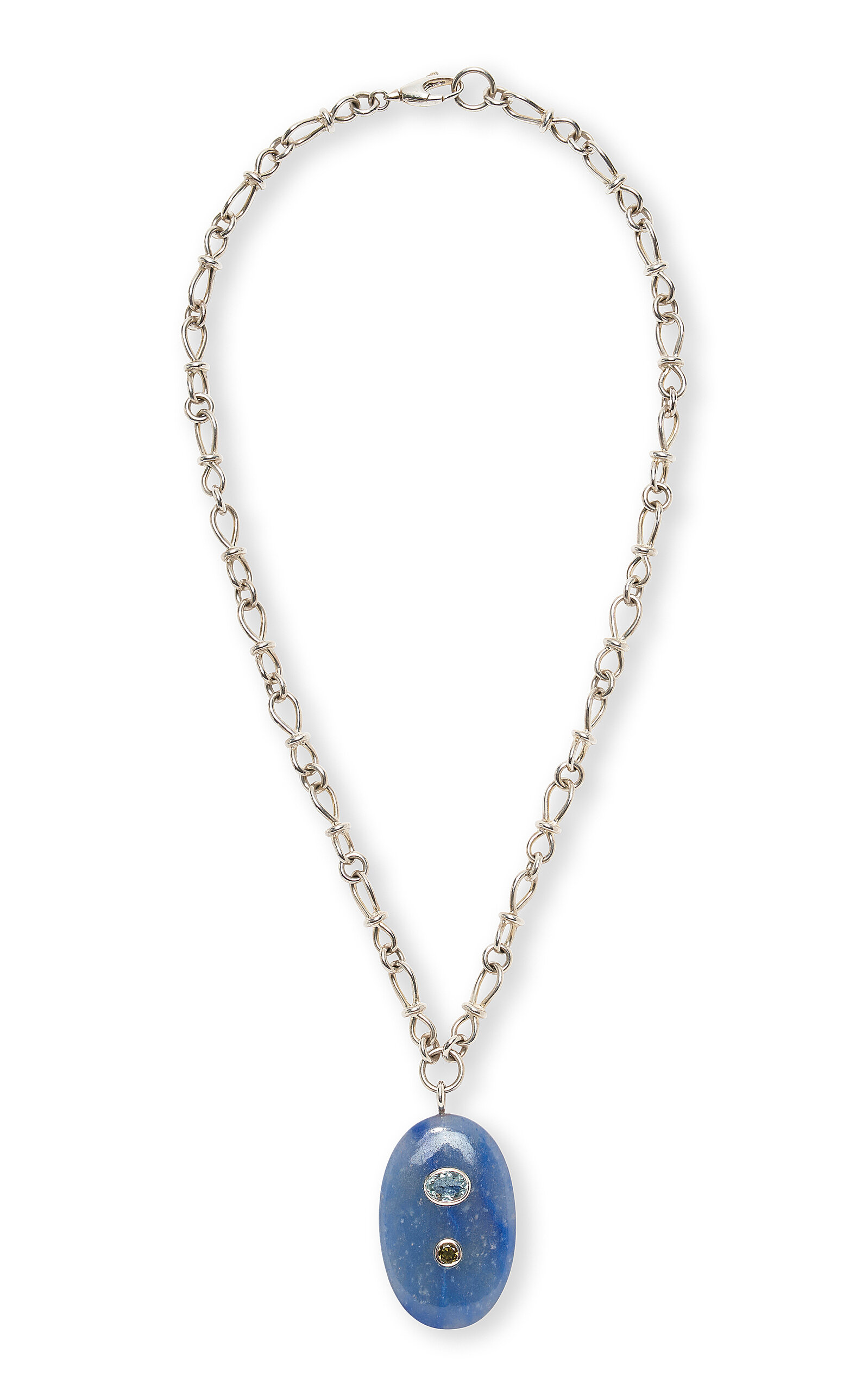 Exclusive Blue Quartz and Sterling Silver Pendant Necklace