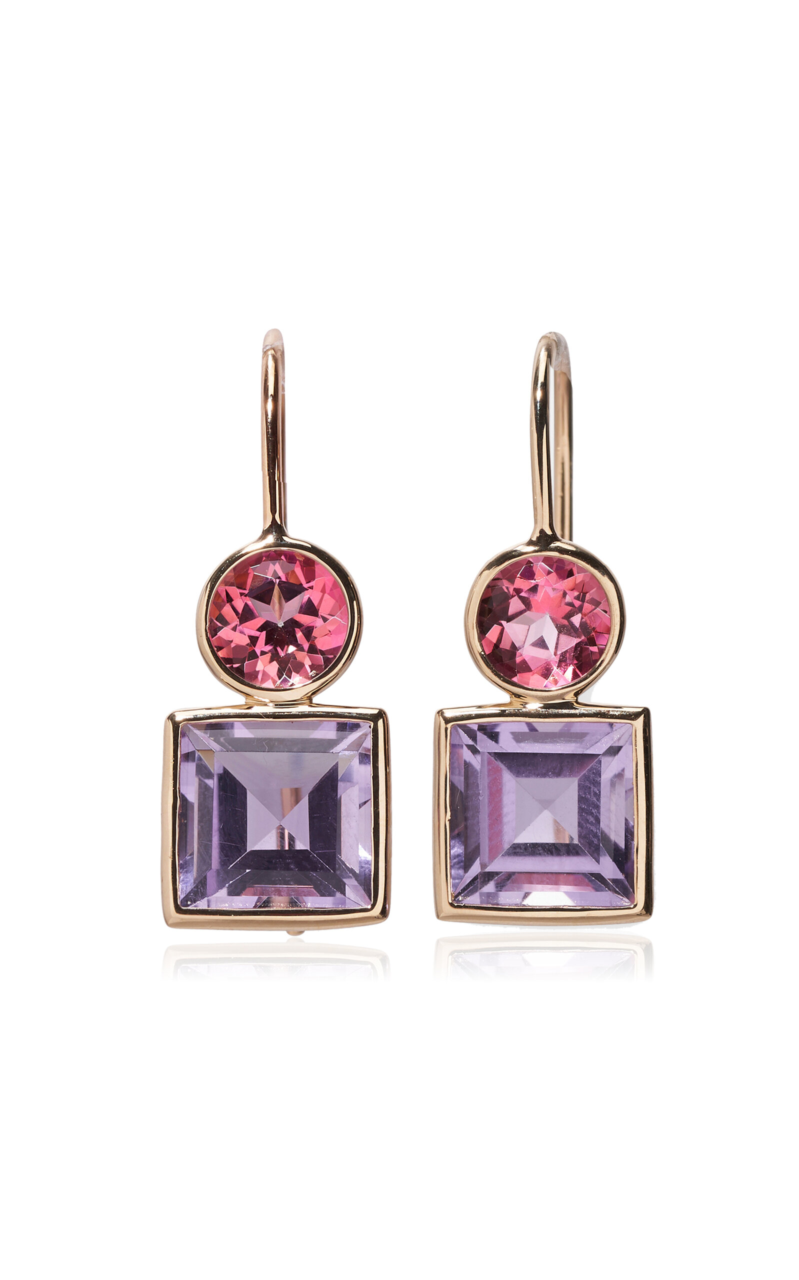 Exclusive Pastille Pink Topaz and Amethyst Drop Earrings