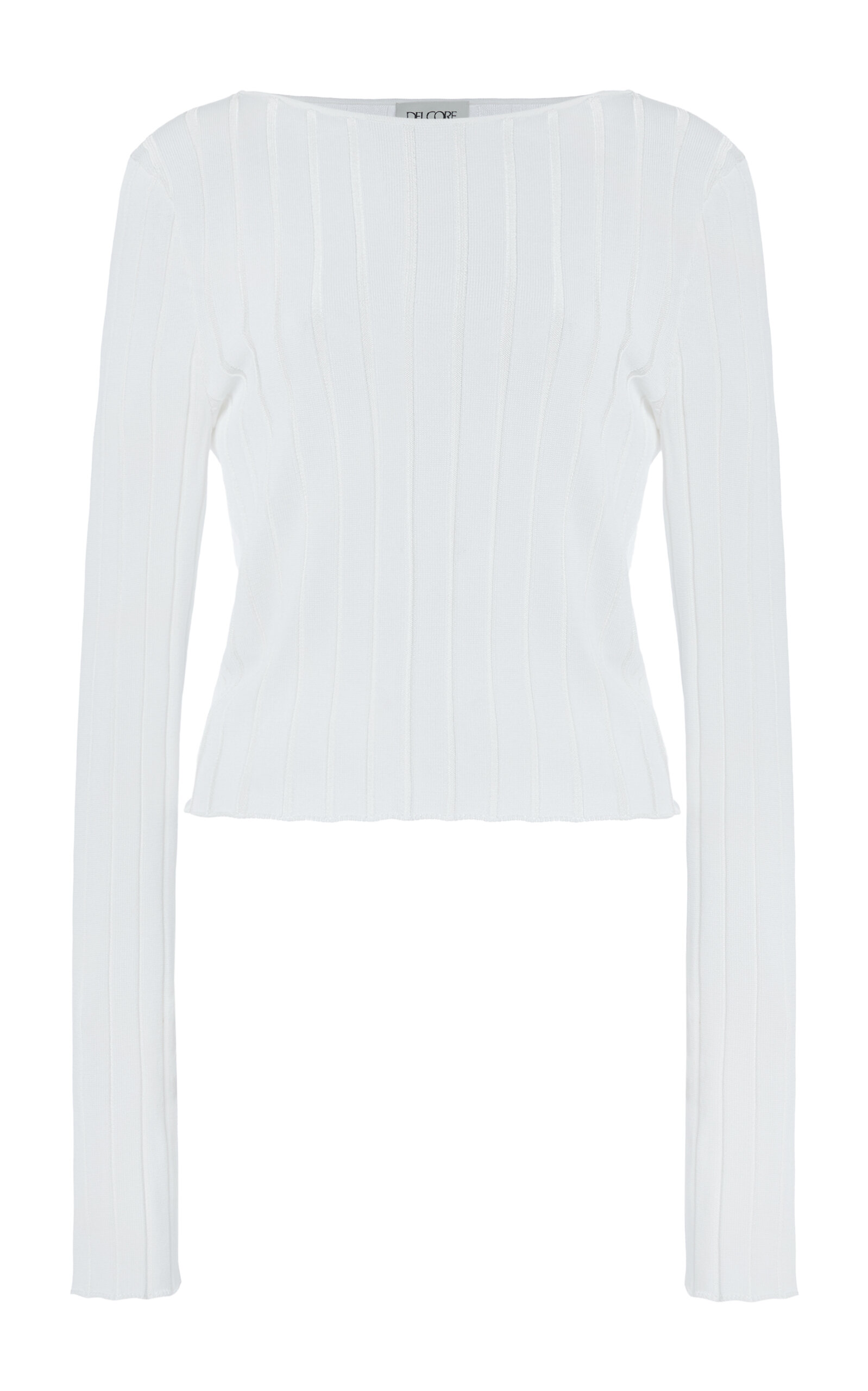 Bateau Neck Ribbed-Knit Top