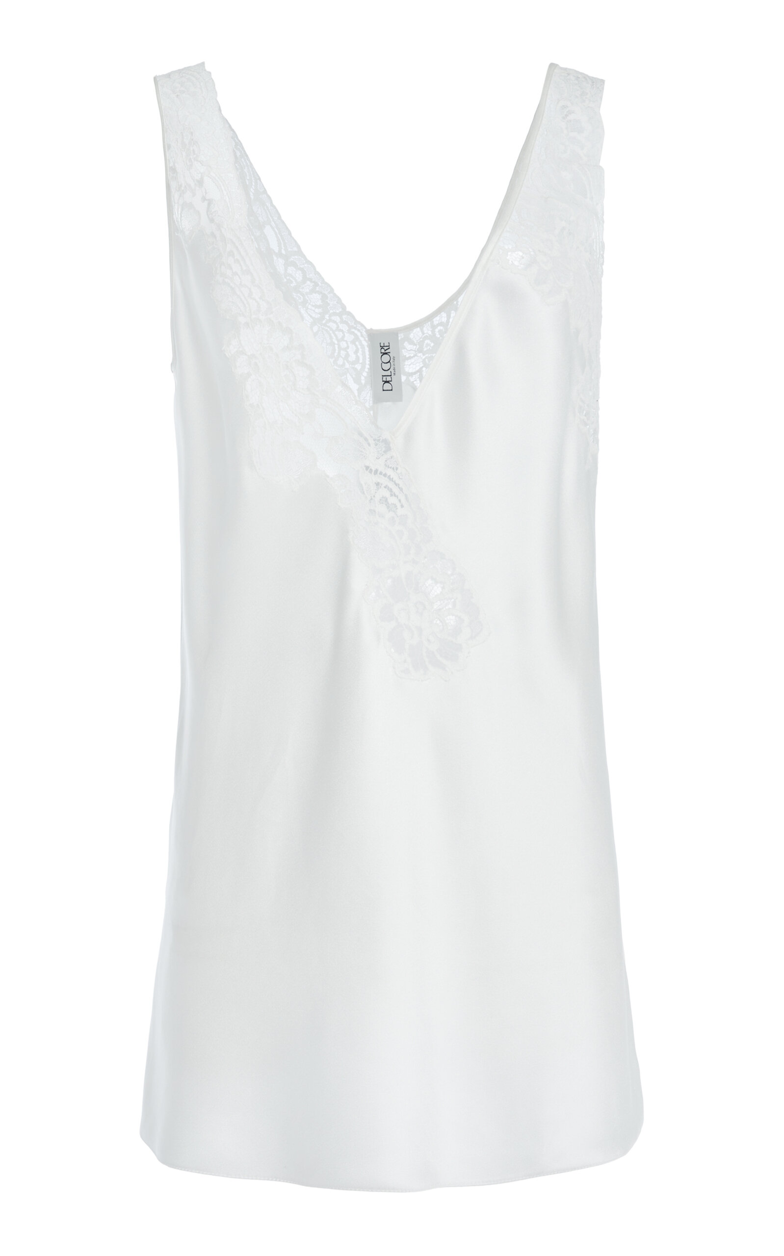 Lace-Trimmed Satin Slip Top