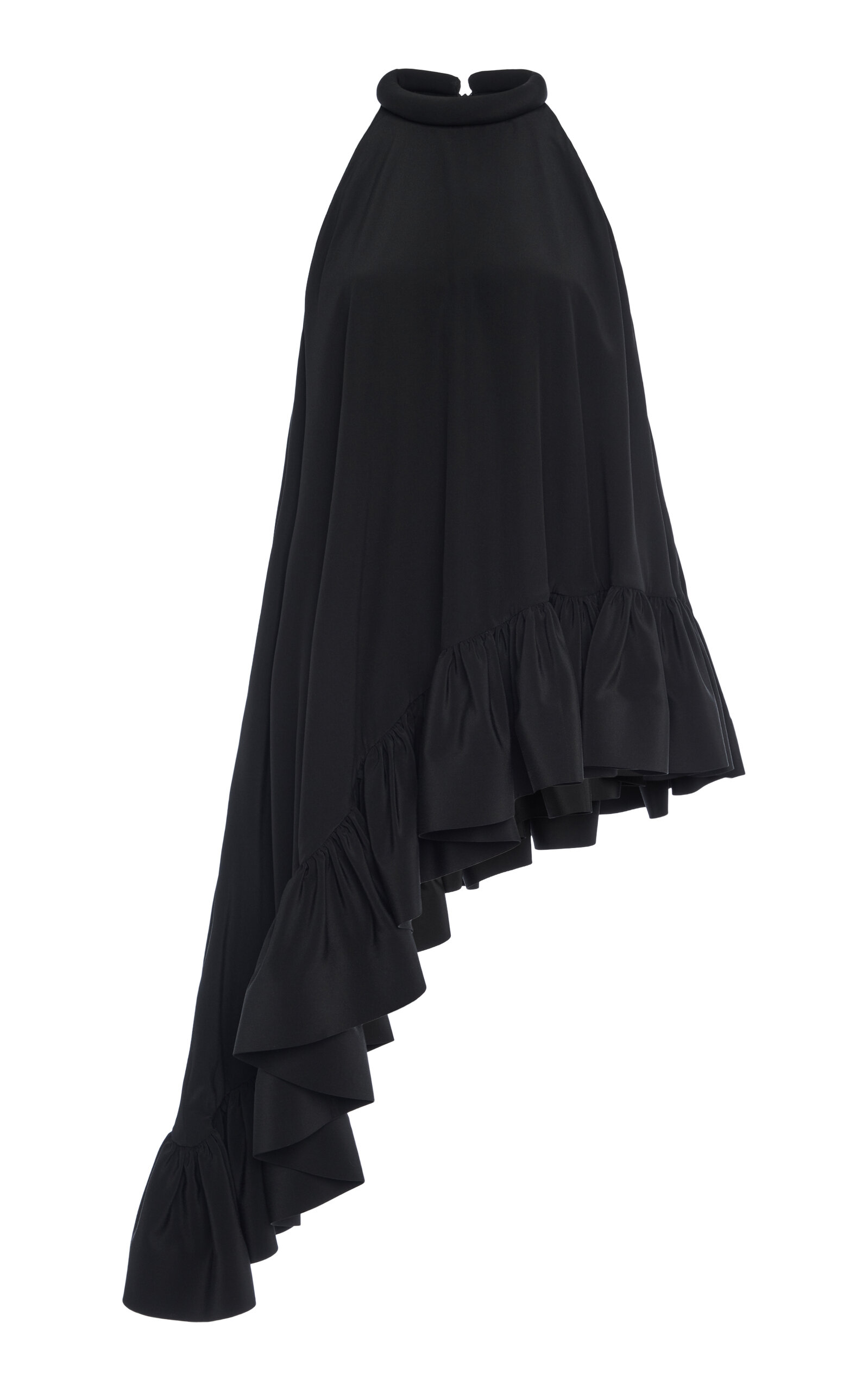 Asymmetric Ruffled Silk Sleeveless Top