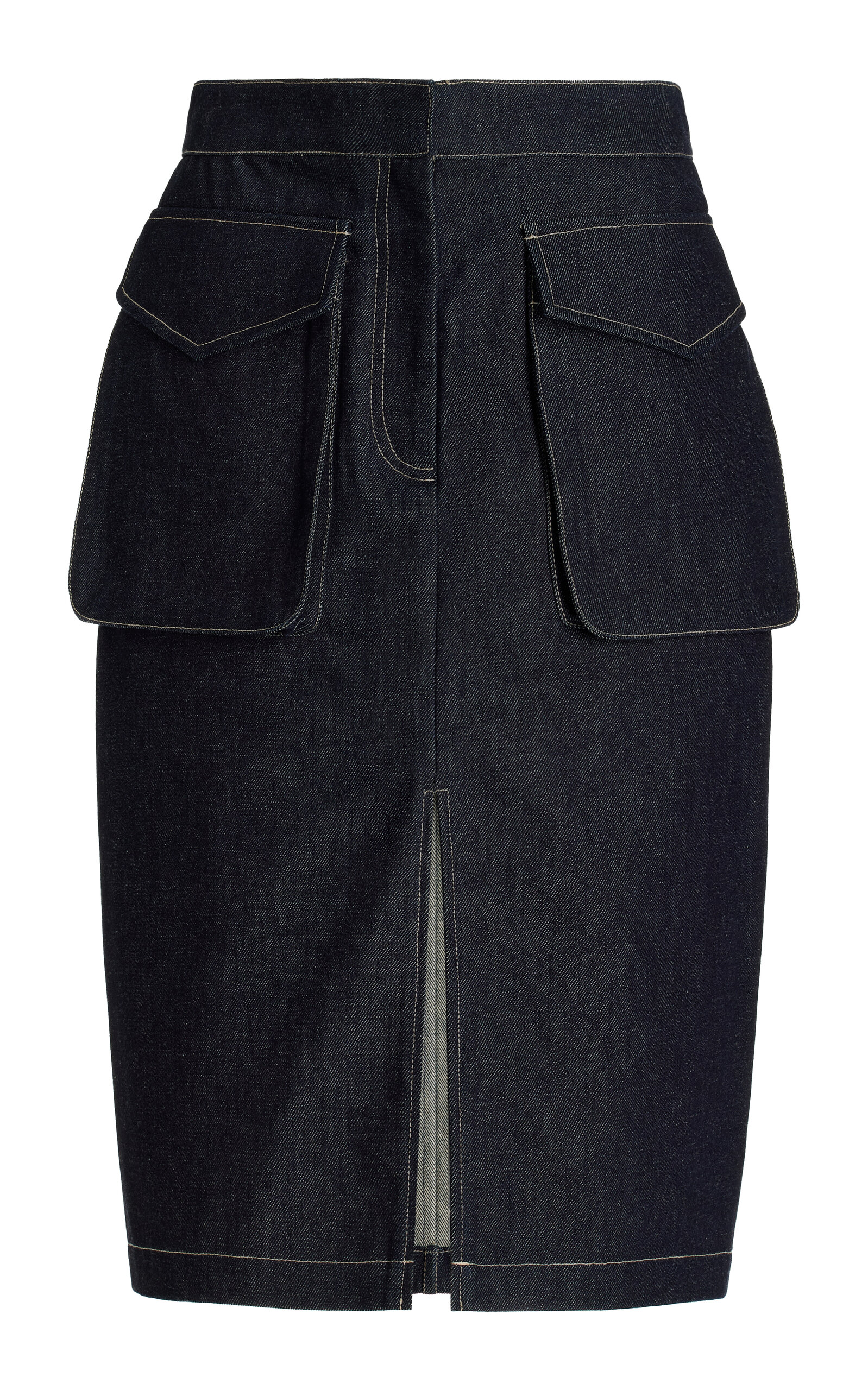 Shop Co Tton Midi Workwear Skirt In Navy