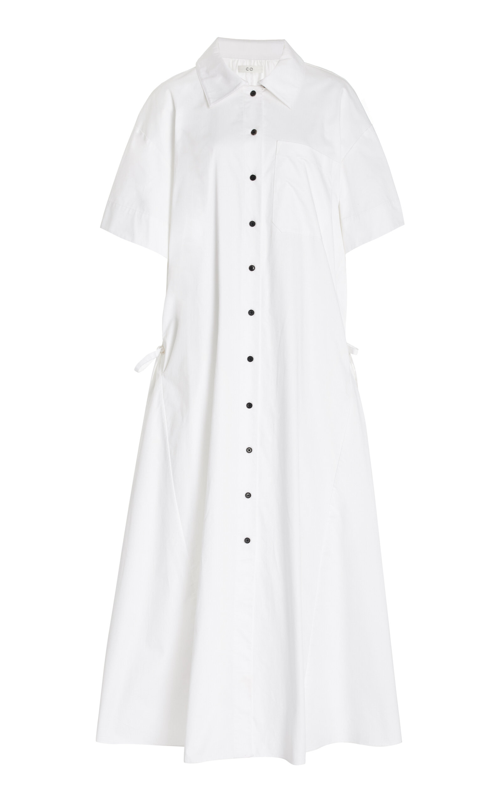 Shop Co Gathered-waist Tton Shirt Dress In White