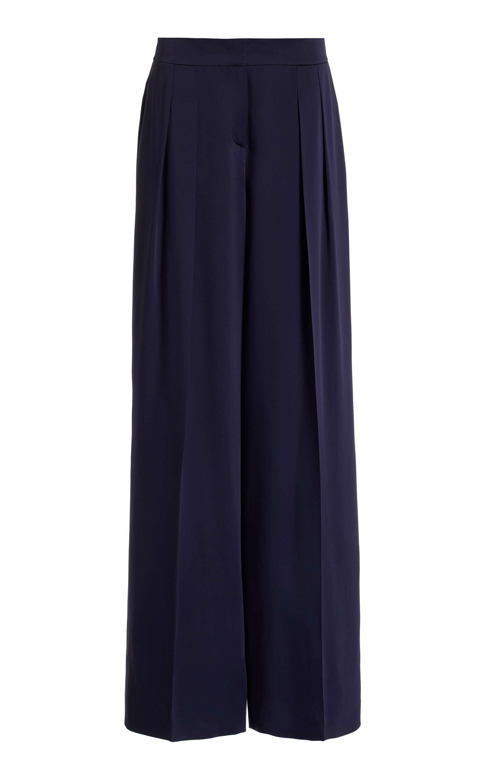 Pleated Satin Wide-Leg Pants