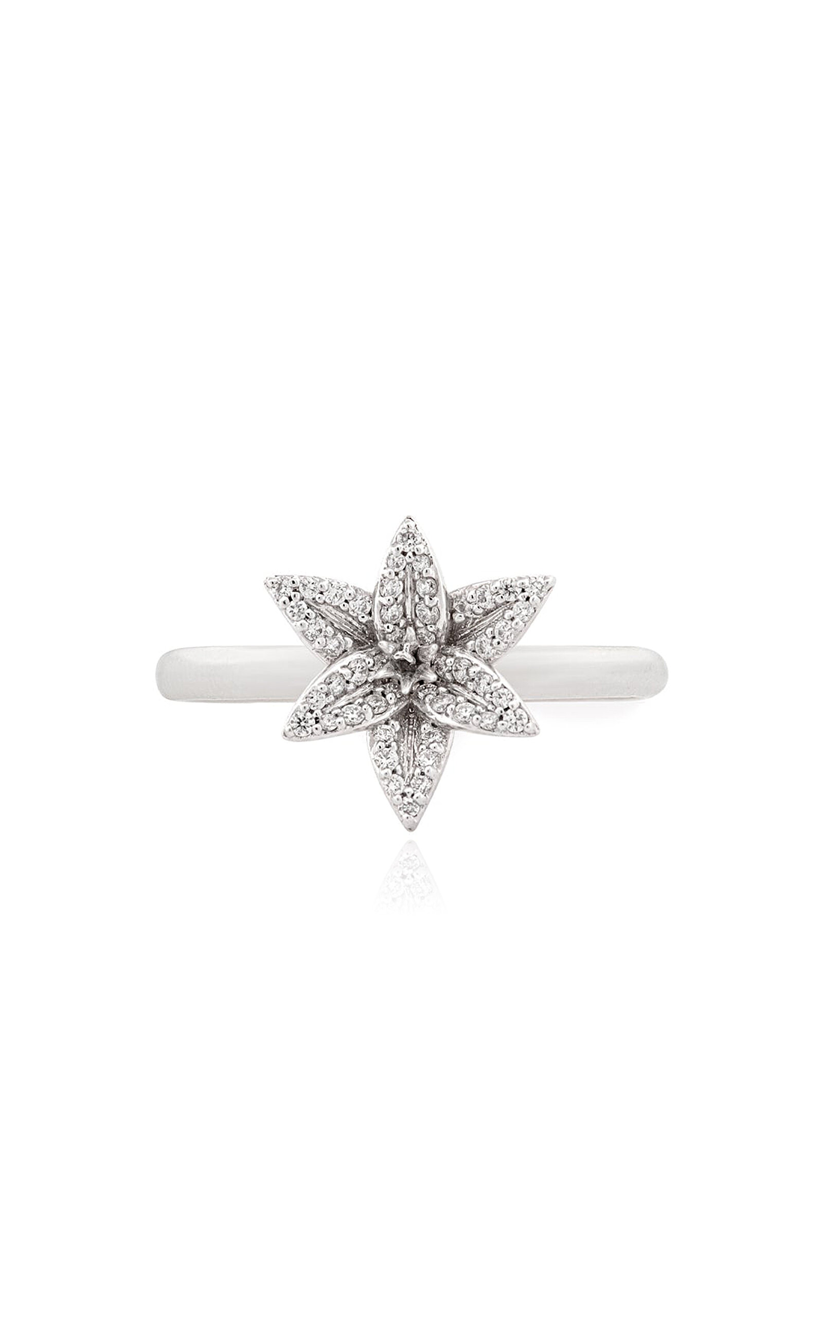 Shop Bernard James Flora Pave Lily 18k White Gold Diamond Ring