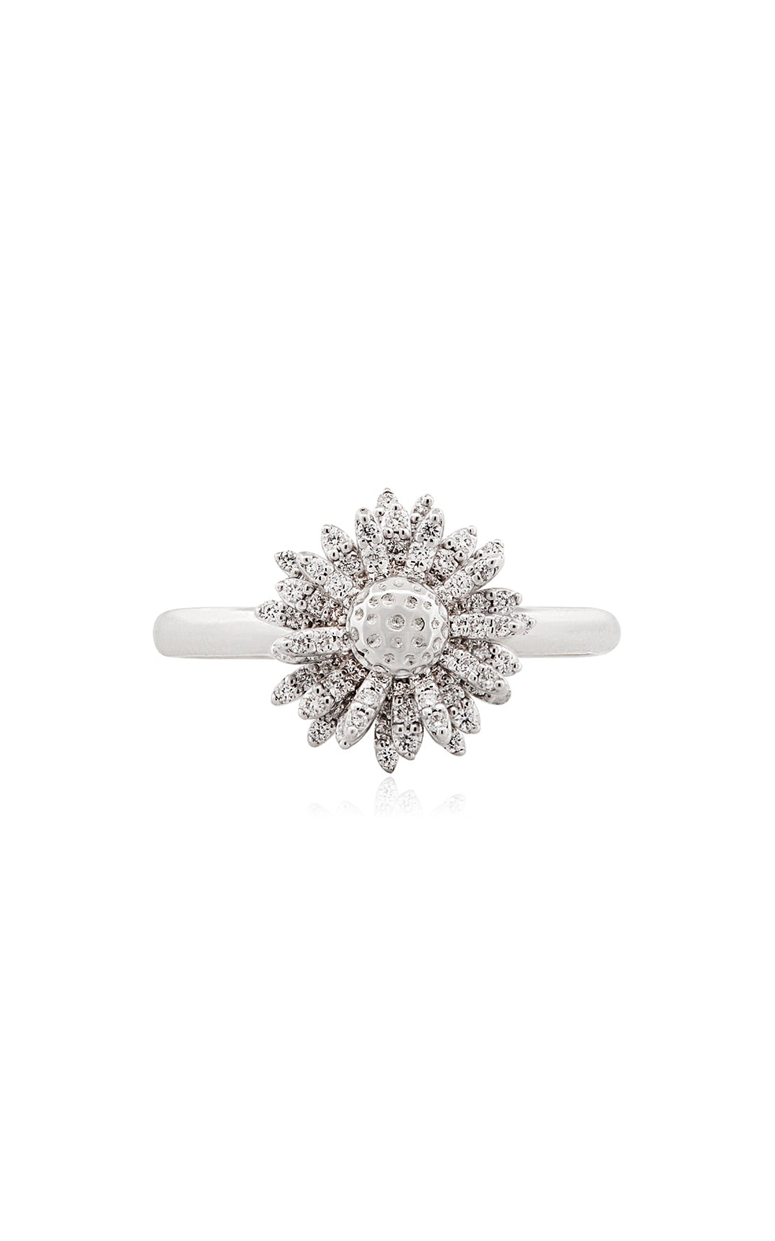 Shop Bernard James Flora Pave 18k White Gold Diamond Daisy Ring