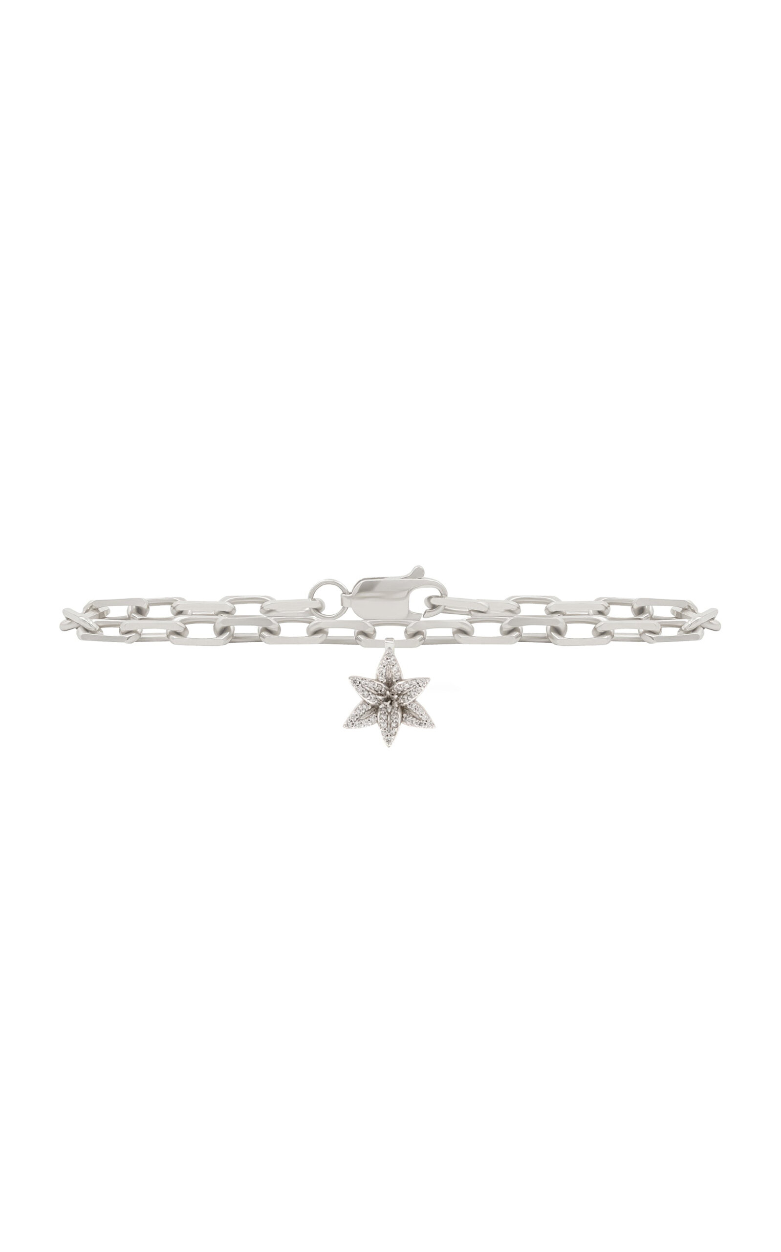 Shop Bernard James Flora Pave Lily 18k White Gold Diamond Bracelet