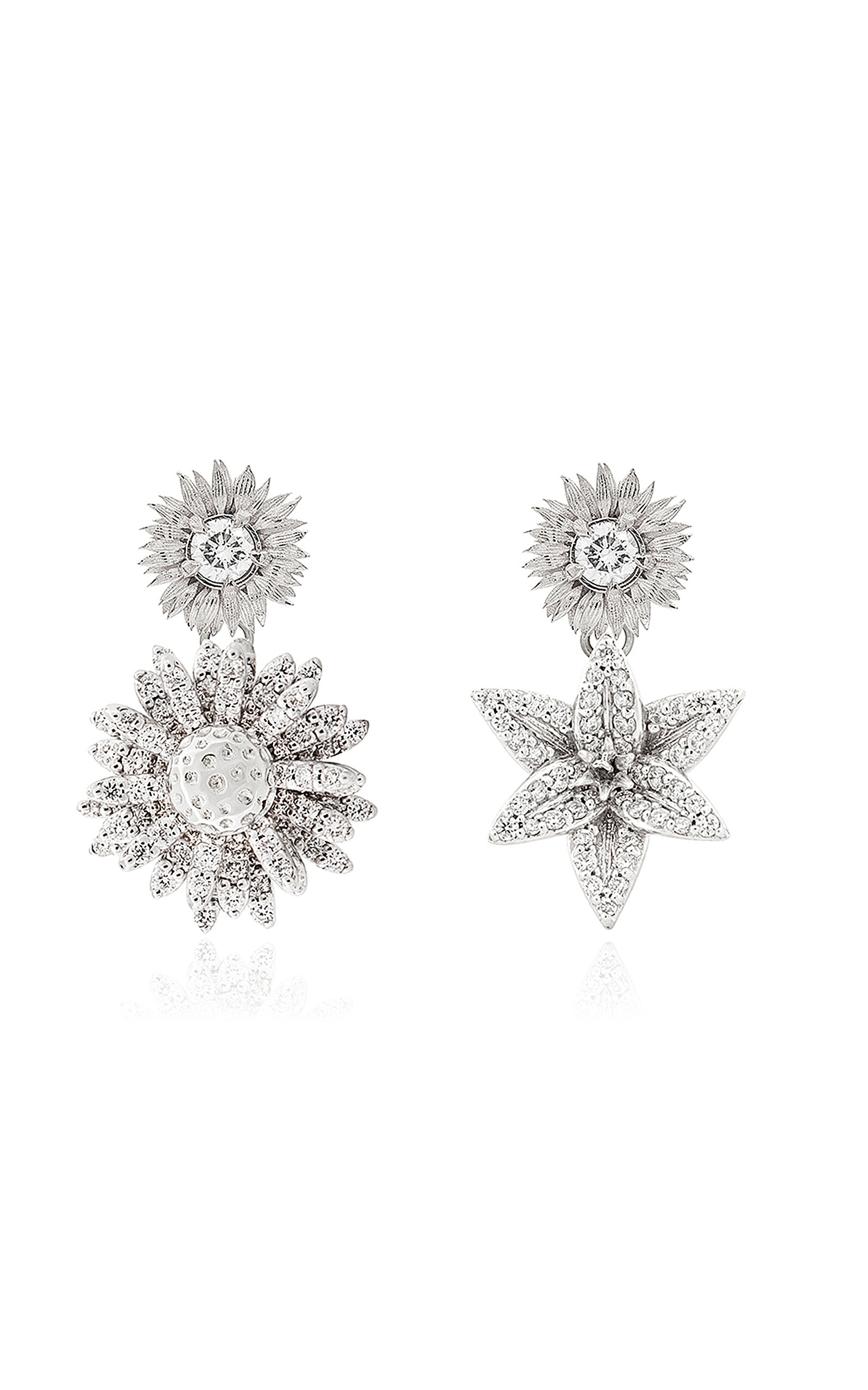 Flora 18K White Gold Diamond Earrings