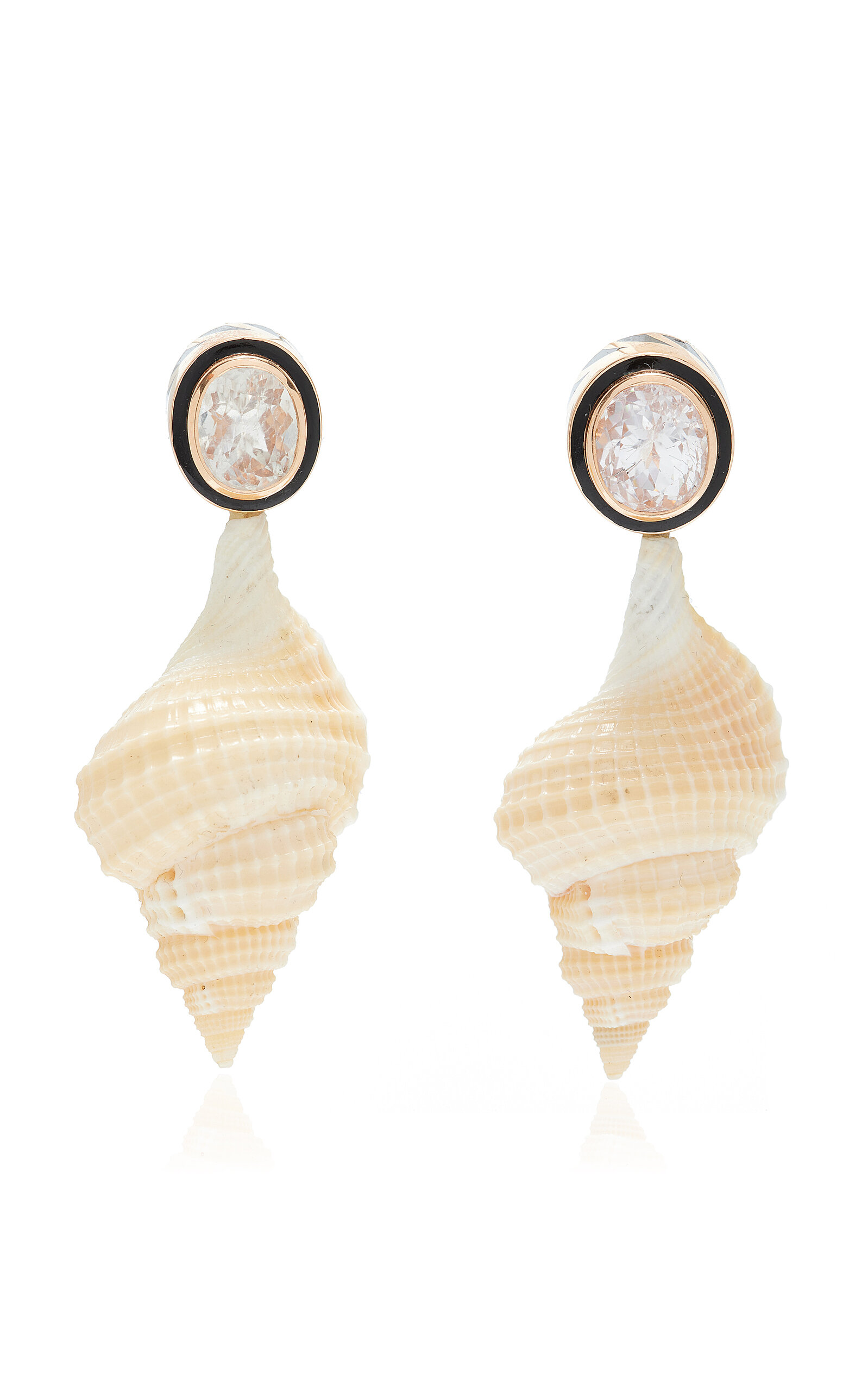 DEZSO BY SARA BELTRAN DISTORSIO 18K ROSE GOLD SHELL AND SILIMANITE EARRINGS 