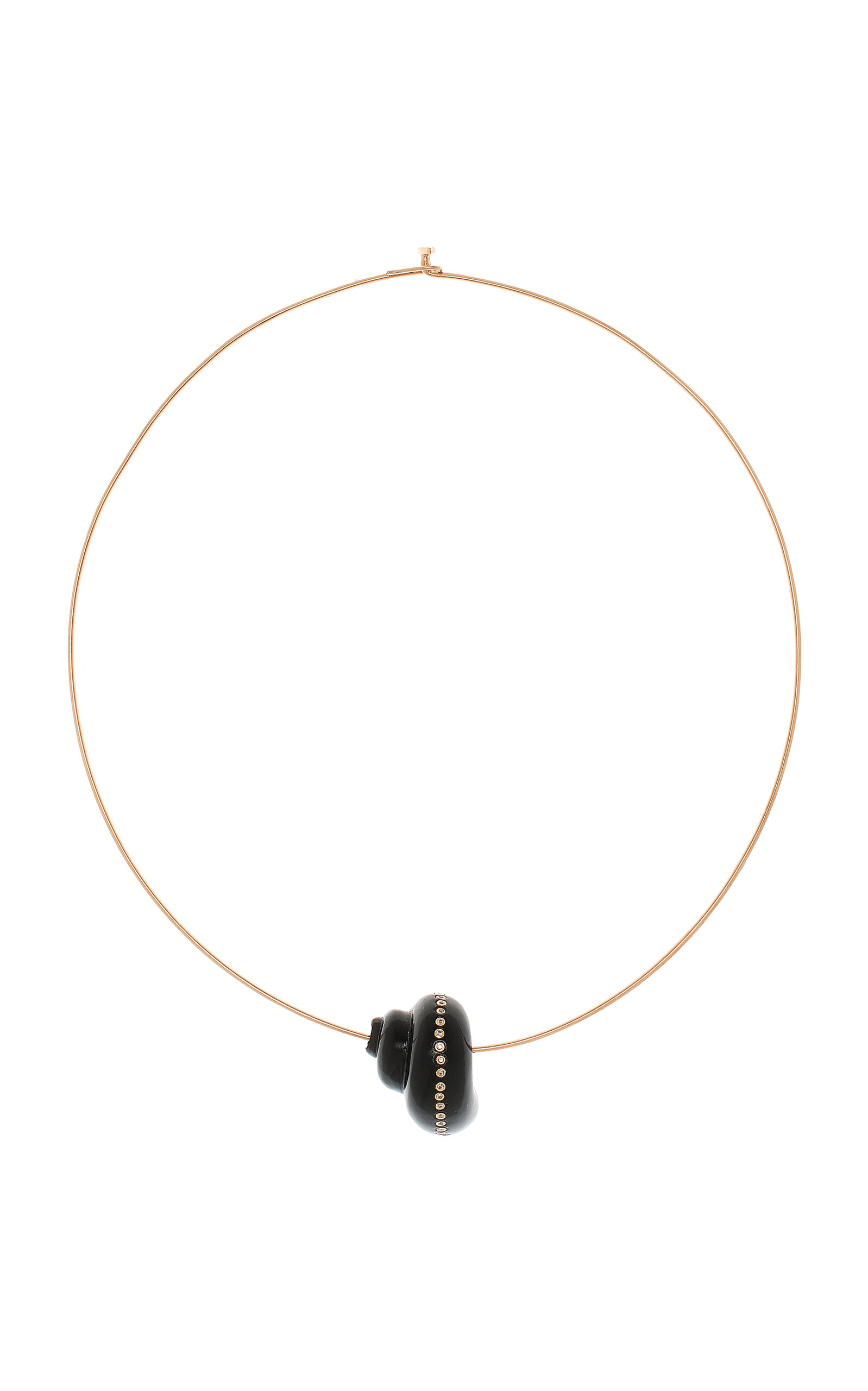 18K Gold; Onyx And Diamond Necklace